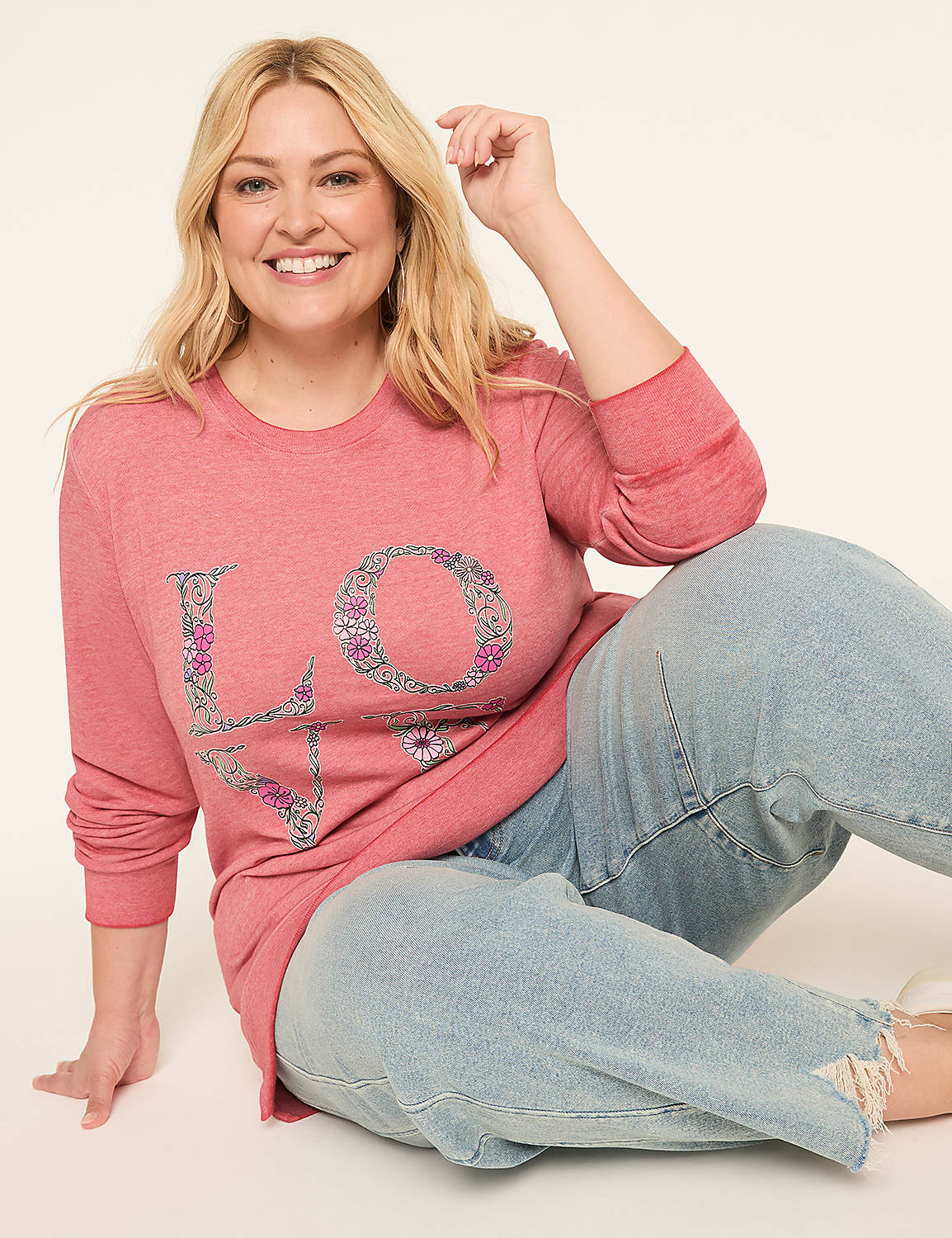 Flower Love Crew-Neck Sweatshirt Product Image 3
