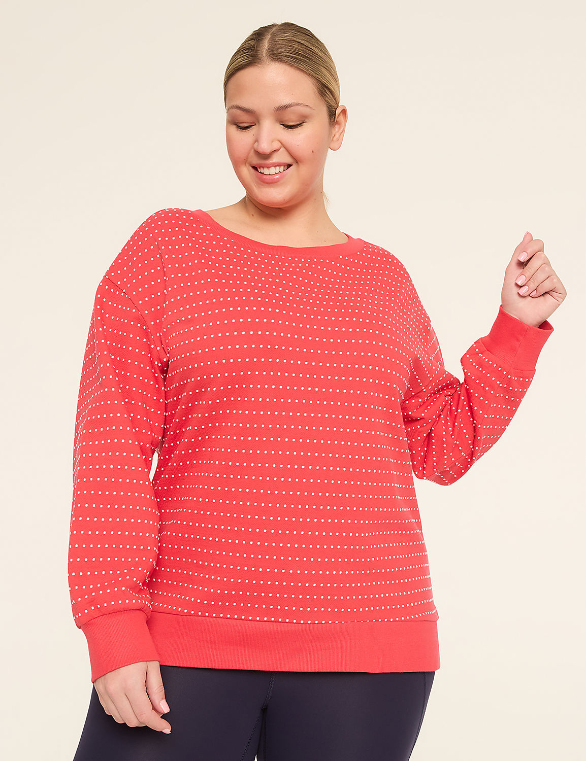 LIVI Long Sleeve Boatneck French Terry Top Product Image 1