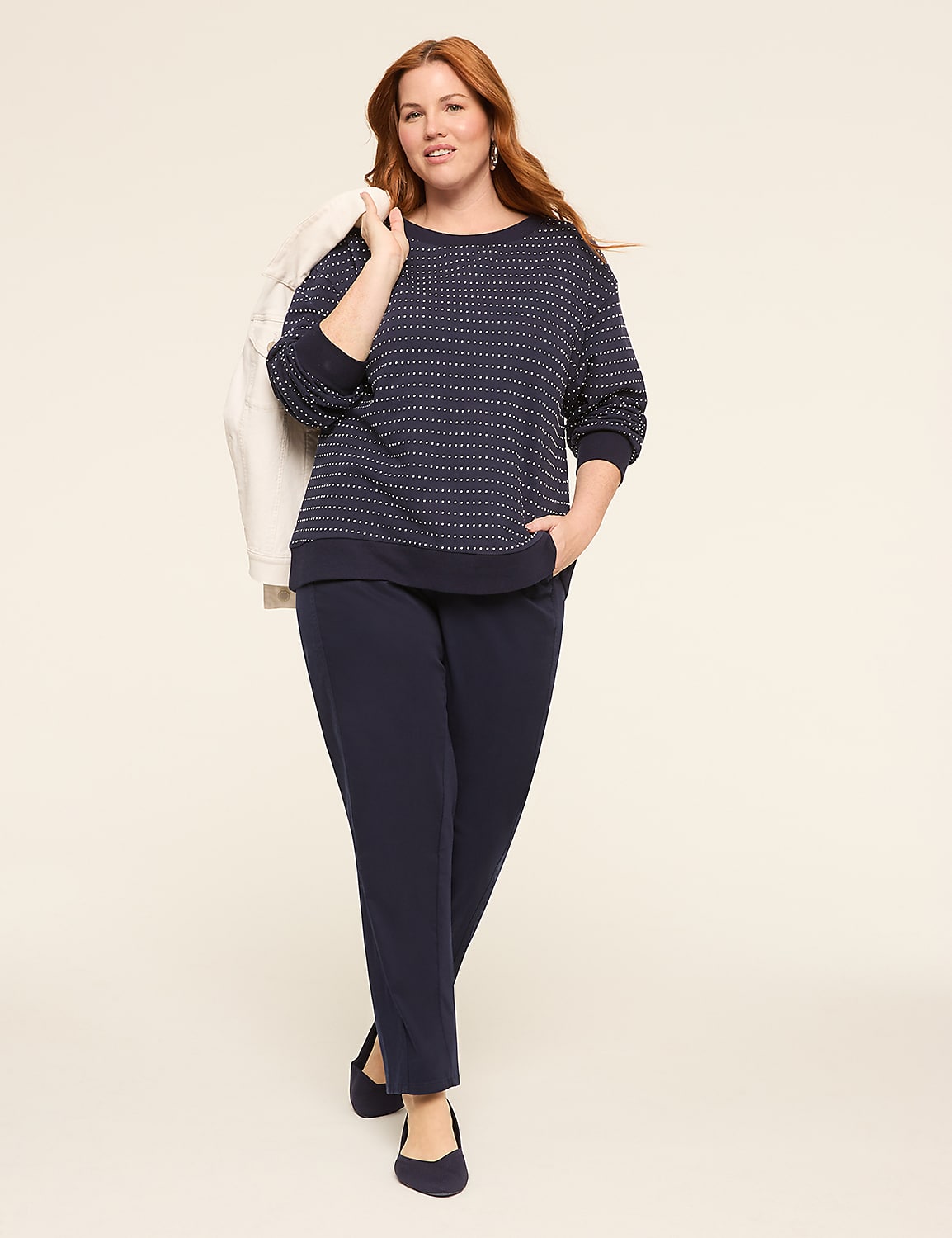 LIVI Long Sleeve Boatneck French Terry Top Product Image 3