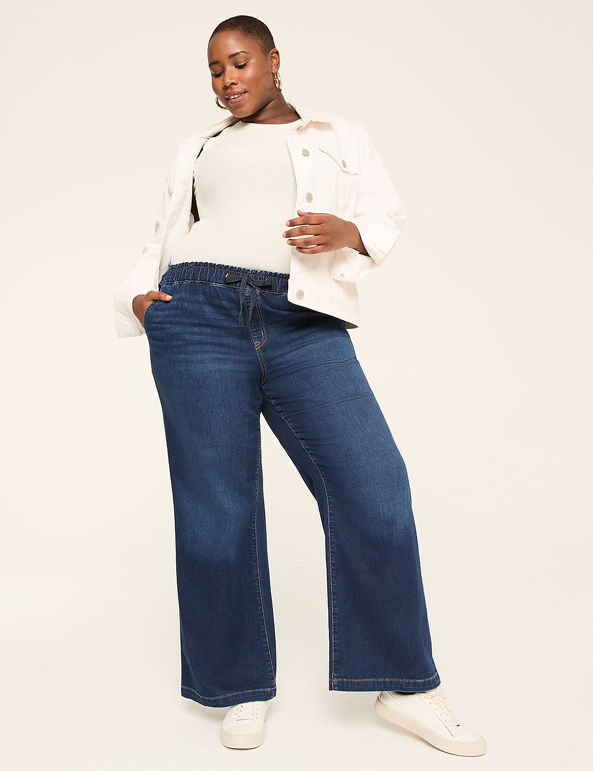 Cloud Knit Pull-On High-Rise Wide Leg Jean Product Image 3