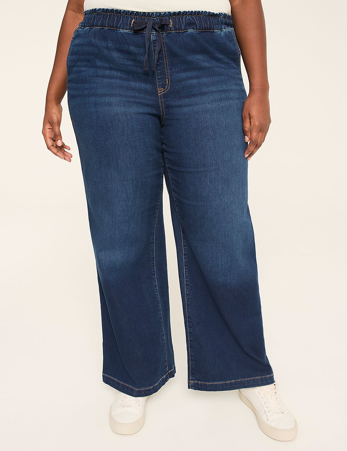Cloud Knit Pull-On High-Rise Wide Leg Jean Product Image 1