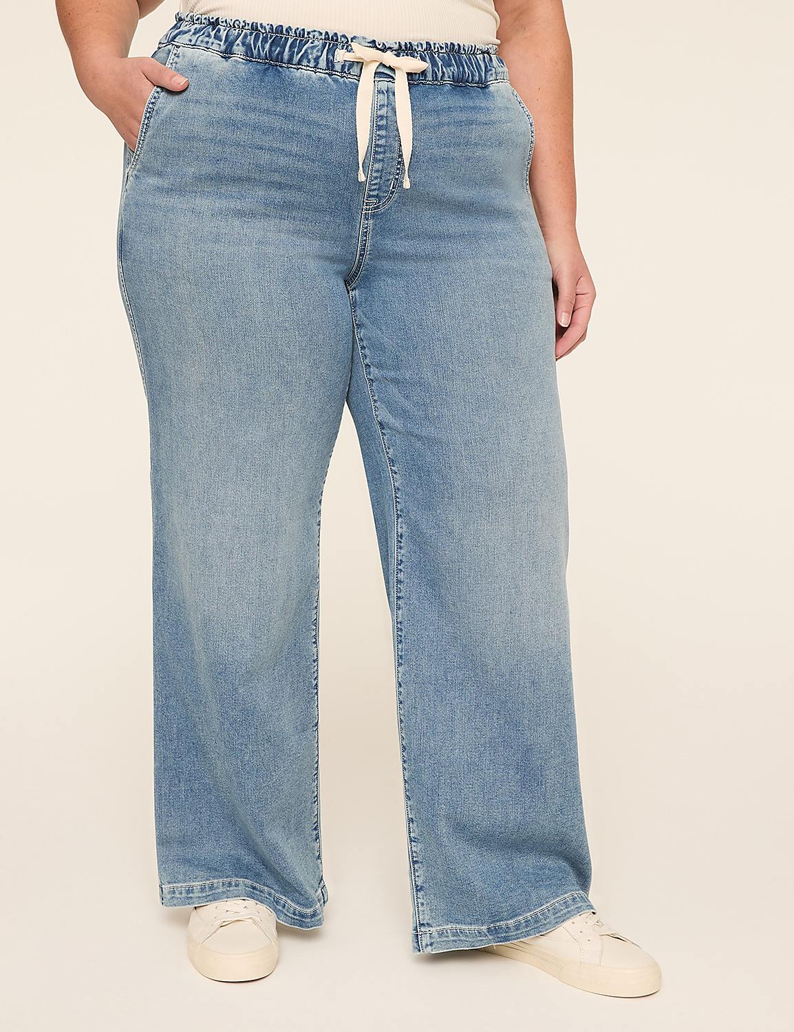 Cloud Knit Pull-On High-Rise Wide Leg Jean Product Image 1