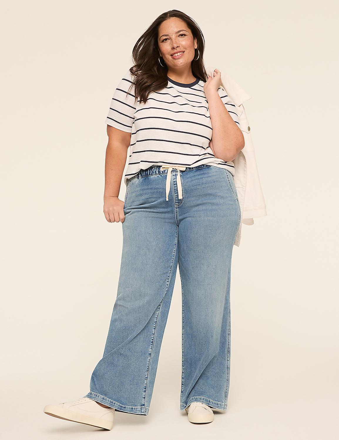 Cloud Knit Pull-On High-Rise Wide Leg Jean Product Image 3