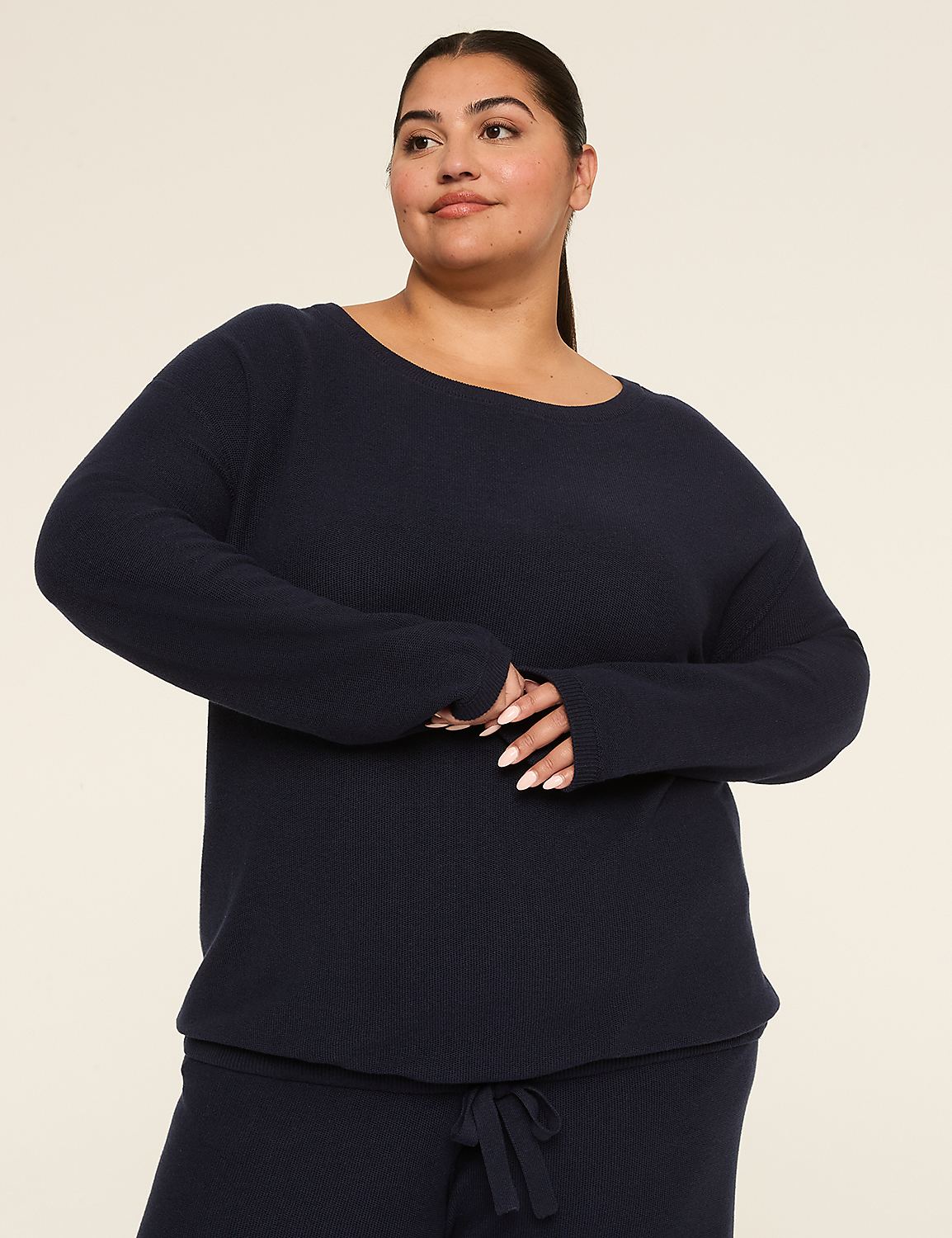 LIVI Boatneck Tie Hem Sweater Product Image 1