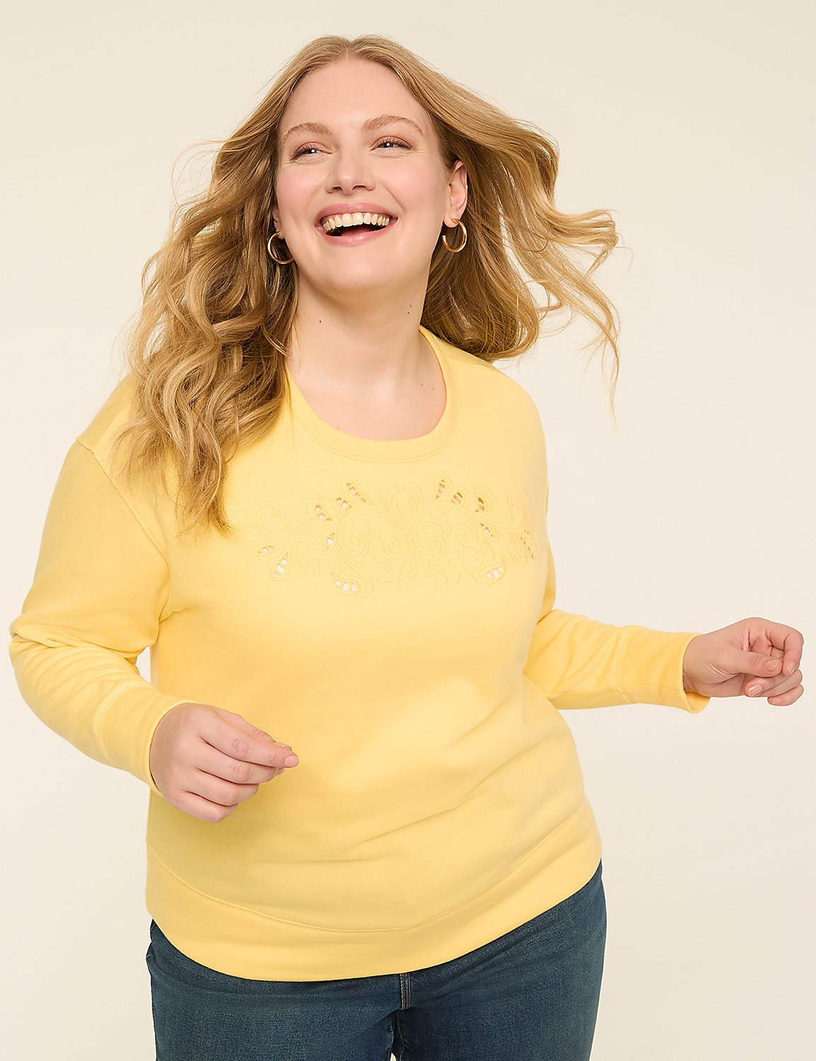 Long-Sleeve Embroidered Sweatshirt Product Image 1