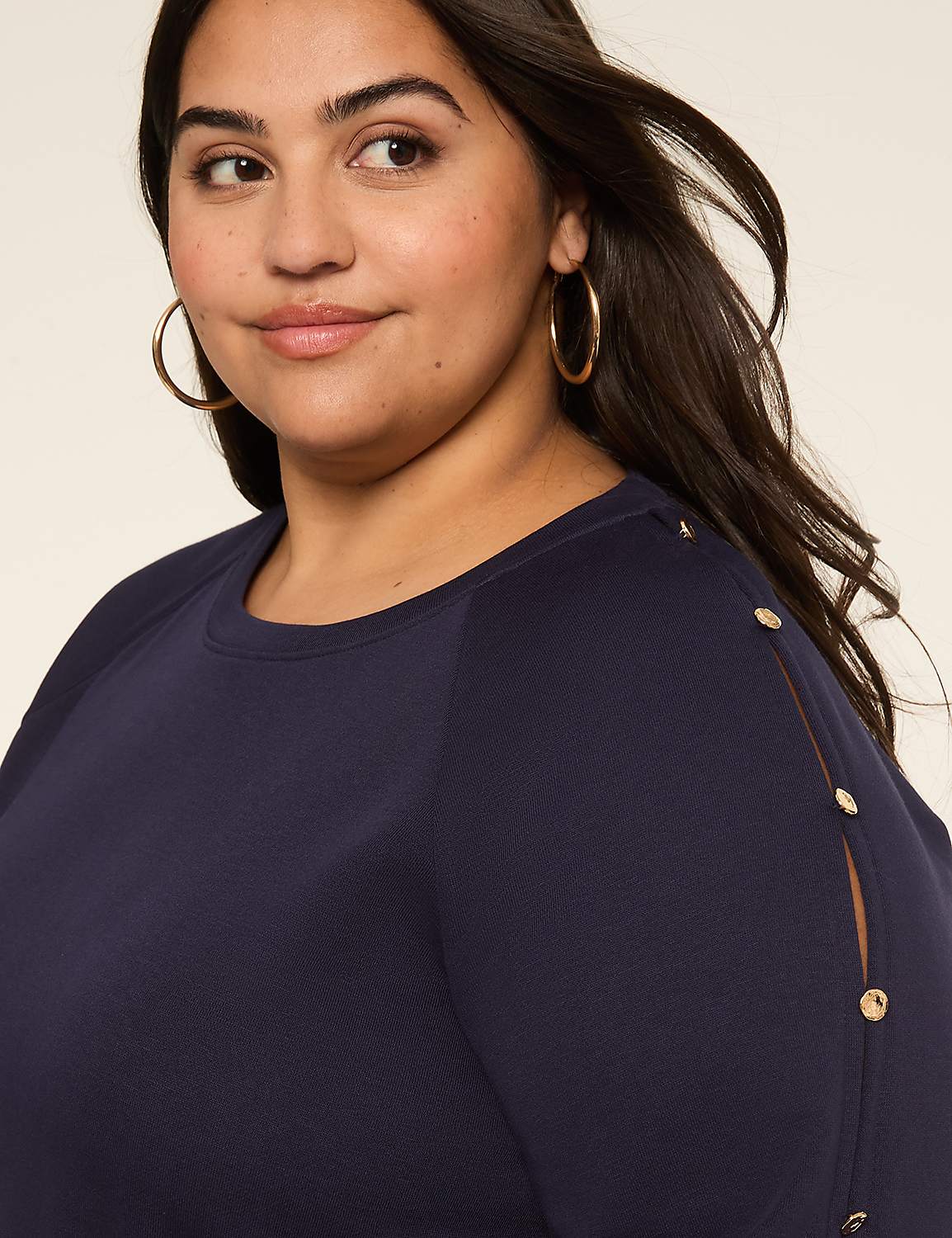 Split-Sleeve Top With Buttons Product Image 4