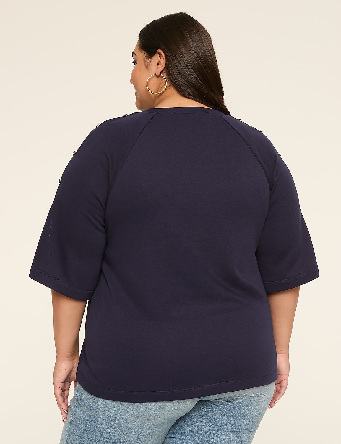 Split-Sleeve Top With Buttons Product Image 2