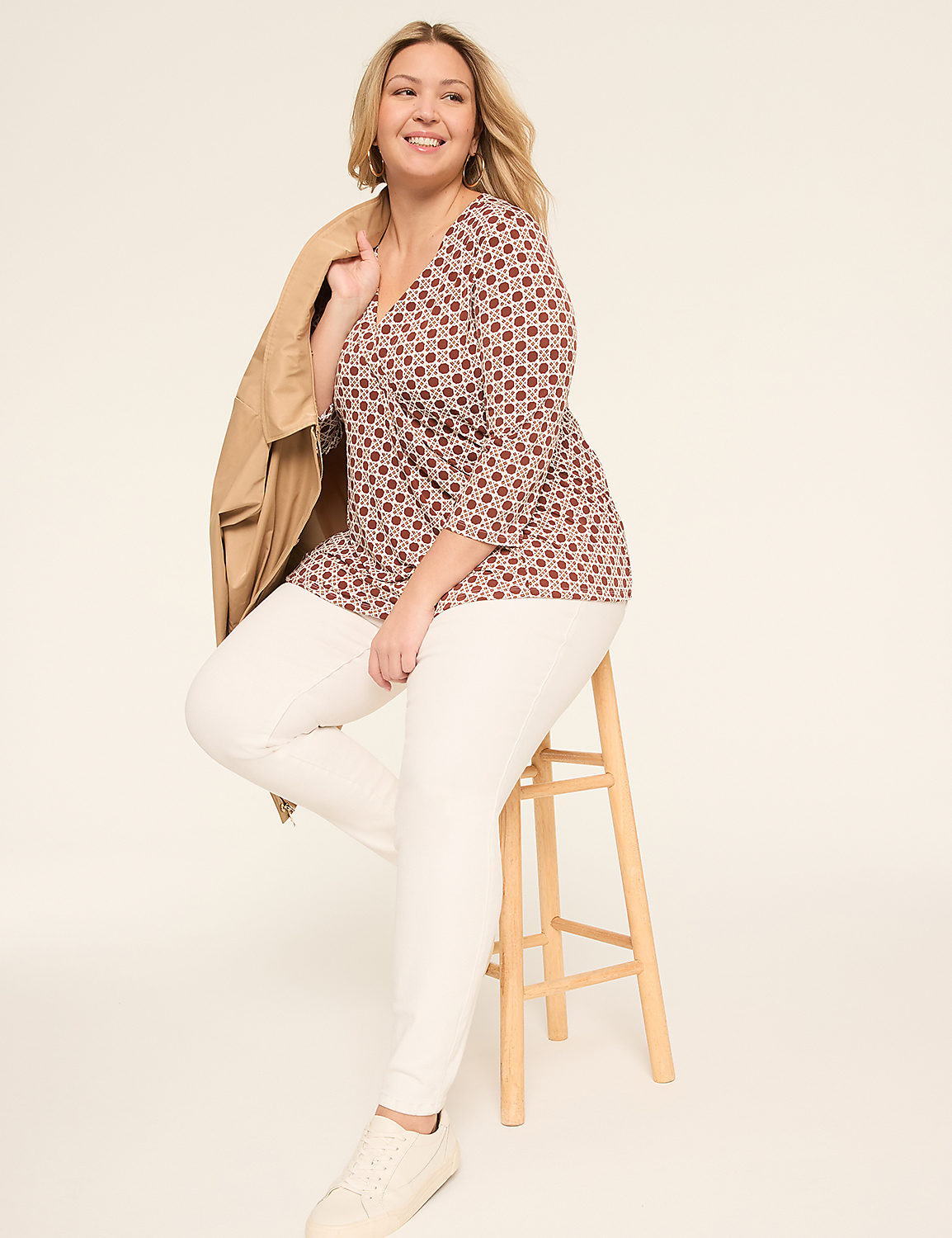 Swing 3/4-Sleeve Pleat-Front Top Product Image 3