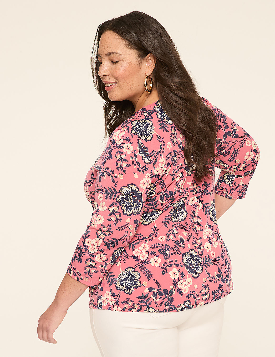 Swing 3/4-Sleeve Pleat-Front Top Product Image 2