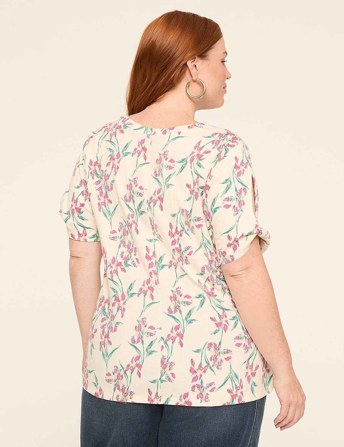 Short-Sleeve Twist Knot Crew-Neck Tee Product Image 2