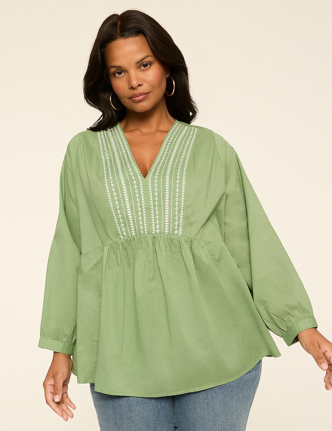 Long Sleeve V-Neck Popover Top Product Image 1