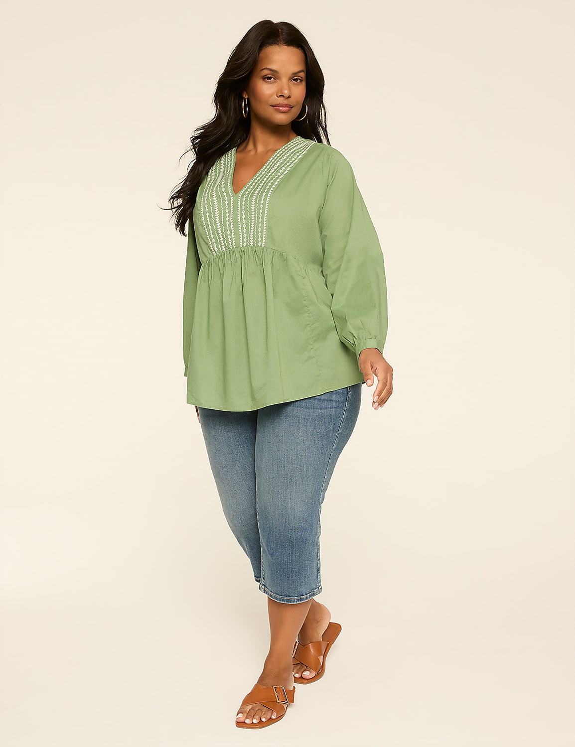 Long Sleeve V-Neck Popover Top Product Image 3