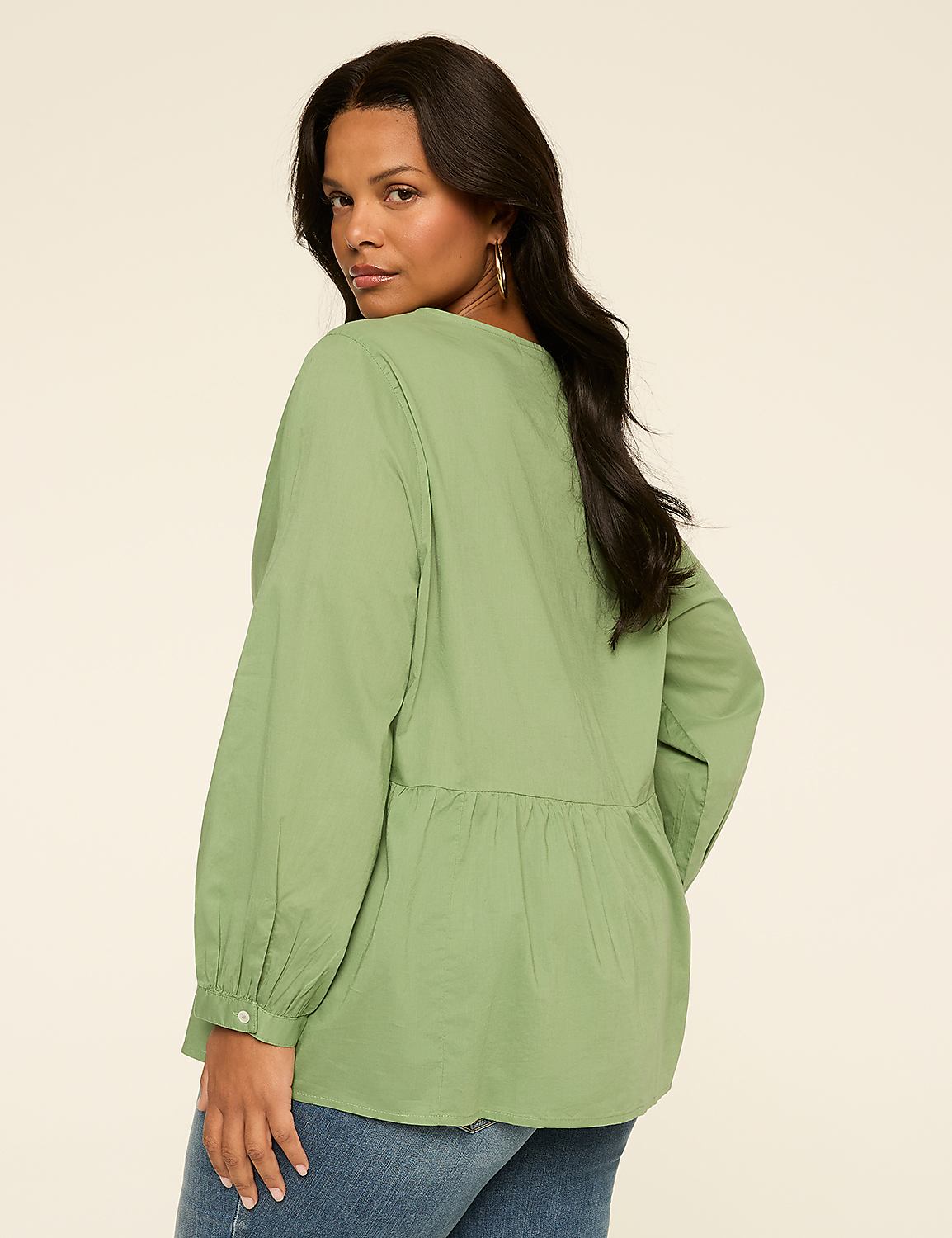 Long Sleeve V-Neck Popover Top Product Image 2