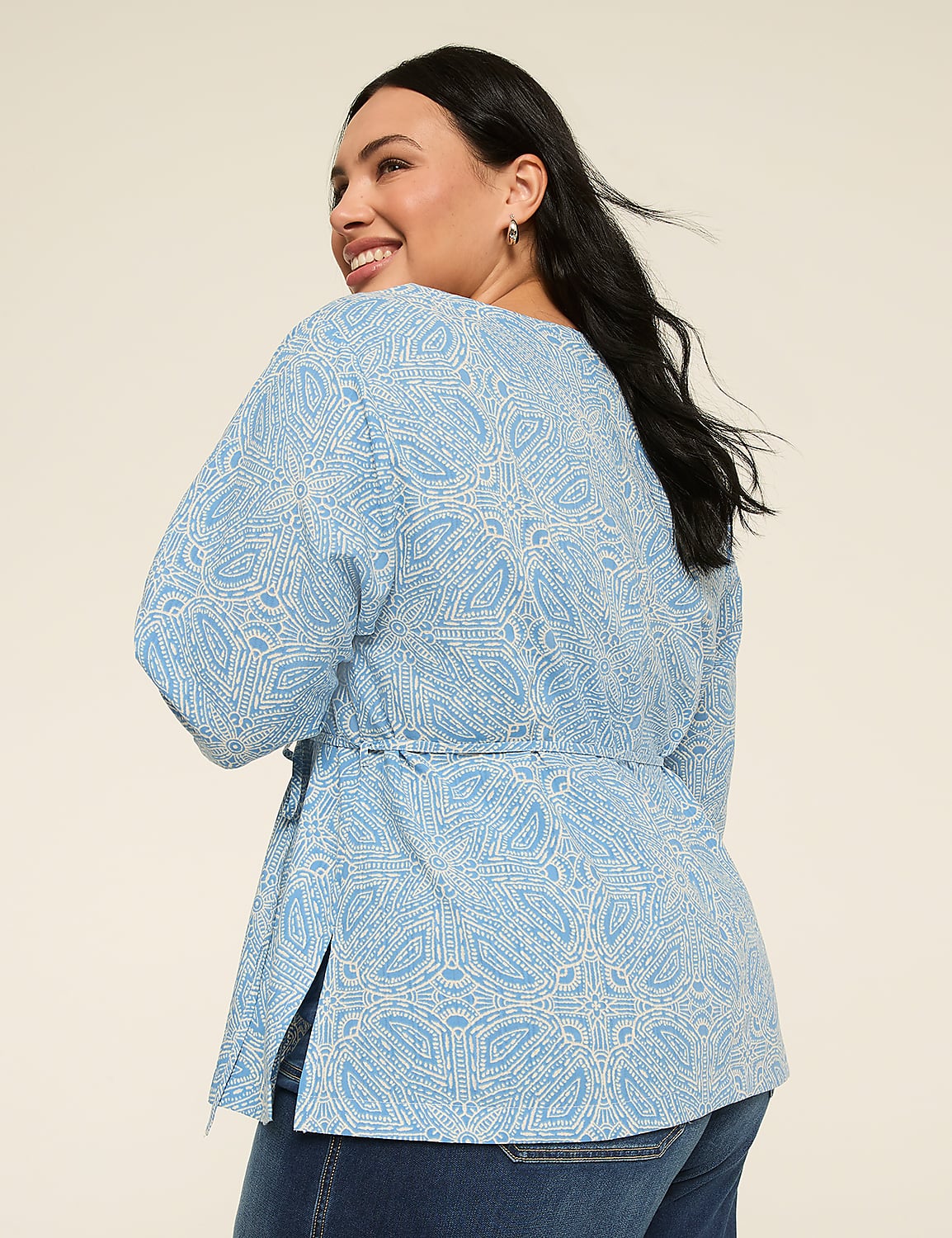 Bracelet Sleeve Notch Neck Tunic Product Image 2
