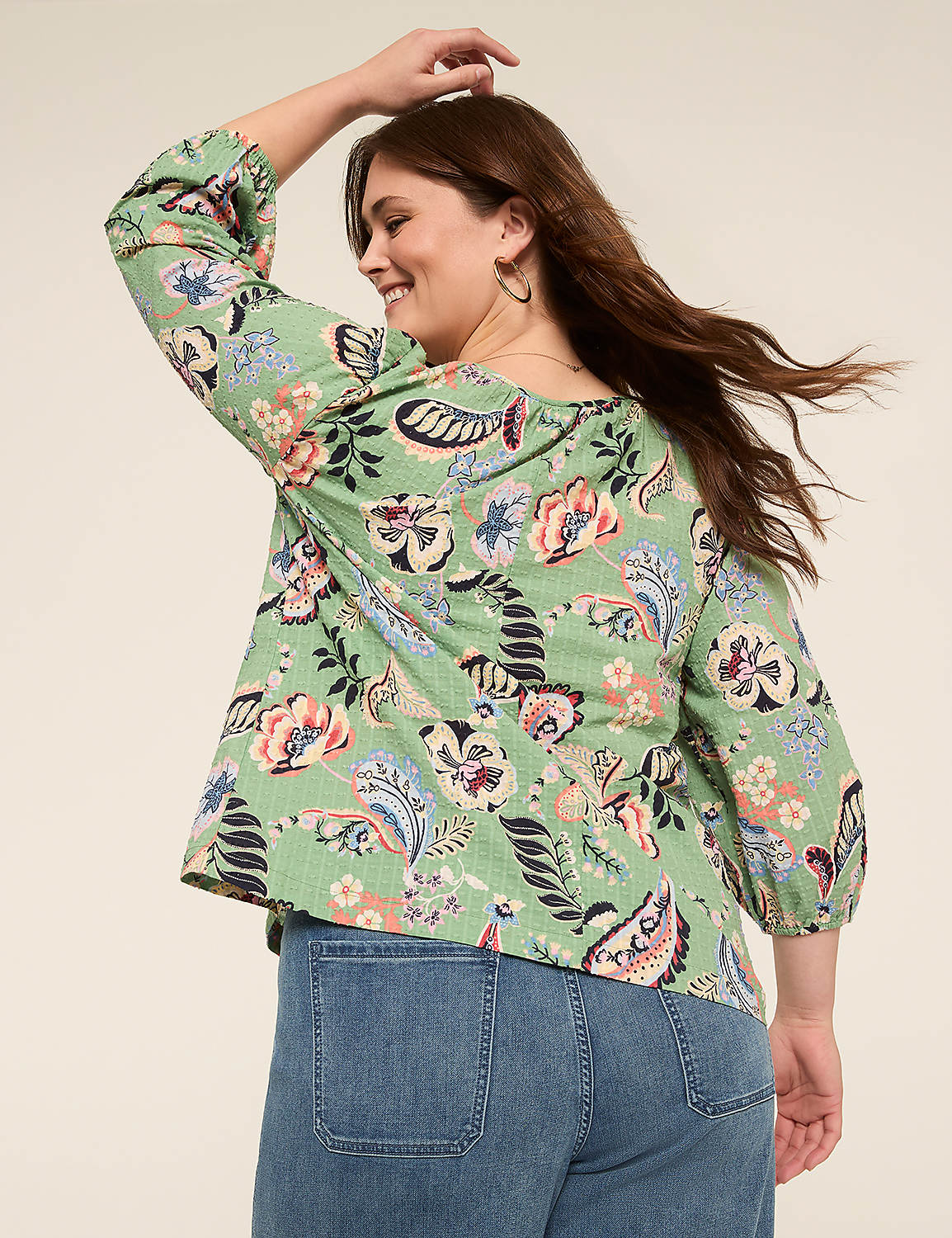 Bracelet Sleeve Notch Neck Tunic Product Image 2