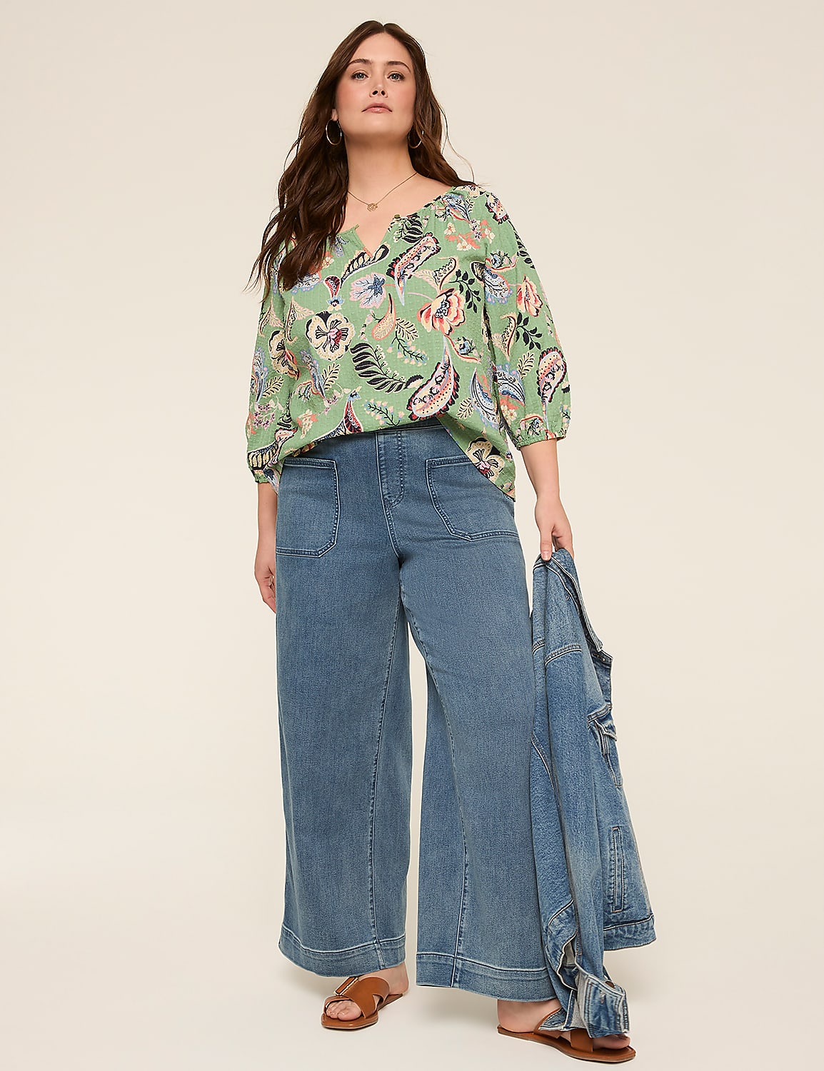 Bracelet Sleeve Notch Neck Tunic Product Image 3