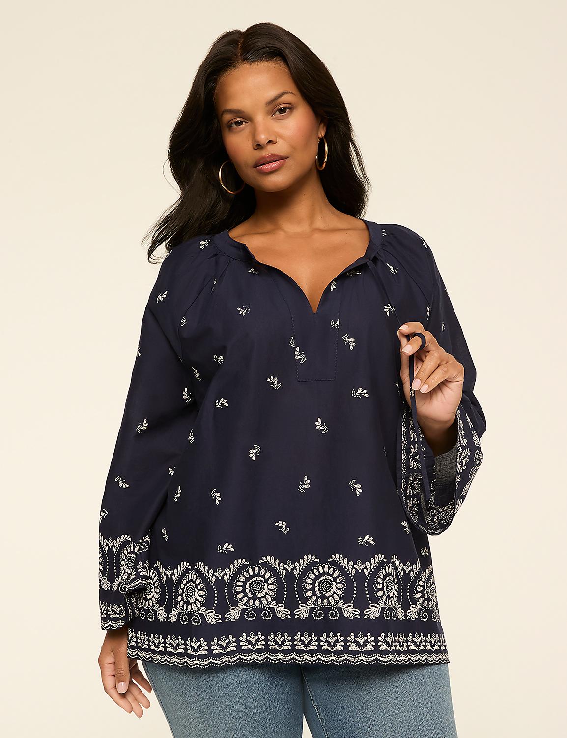 Long-Sleeve Bracelet Tie-Neck Top Product Image 1