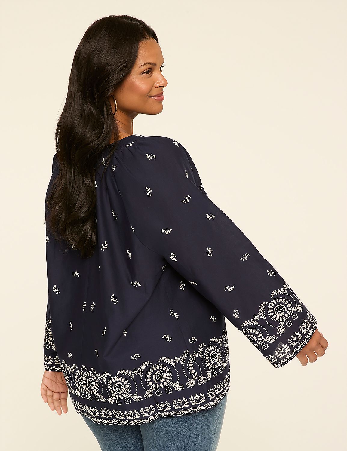 Long-Sleeve Bracelet Tie-Neck Top Product Image 2