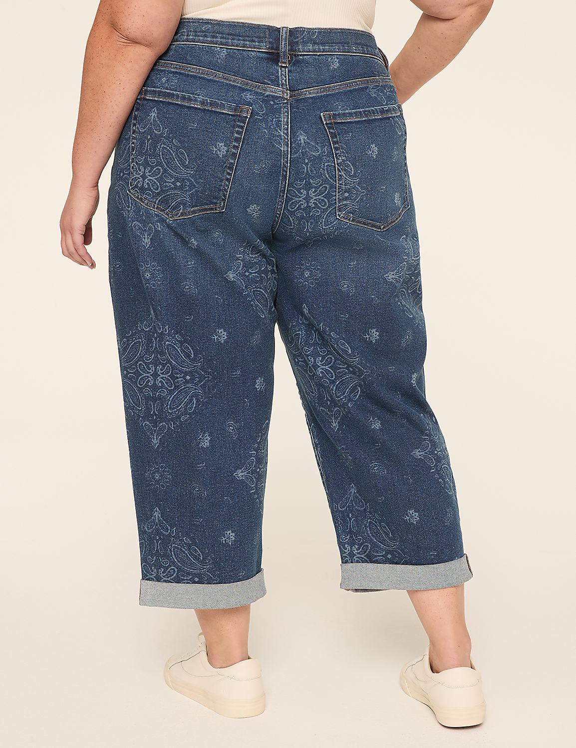 Boyfriend Fit Bandana Print Capri Jean Product Image 2