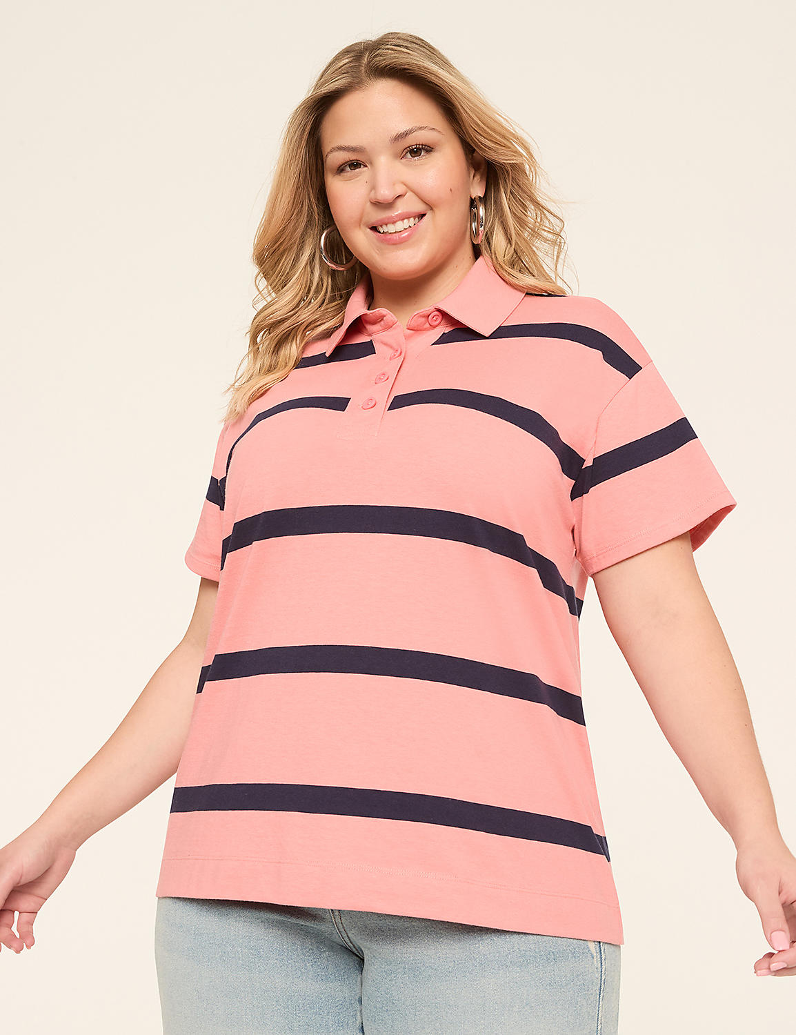 Short-Sleeve Wide Placket Polo Product Image 1