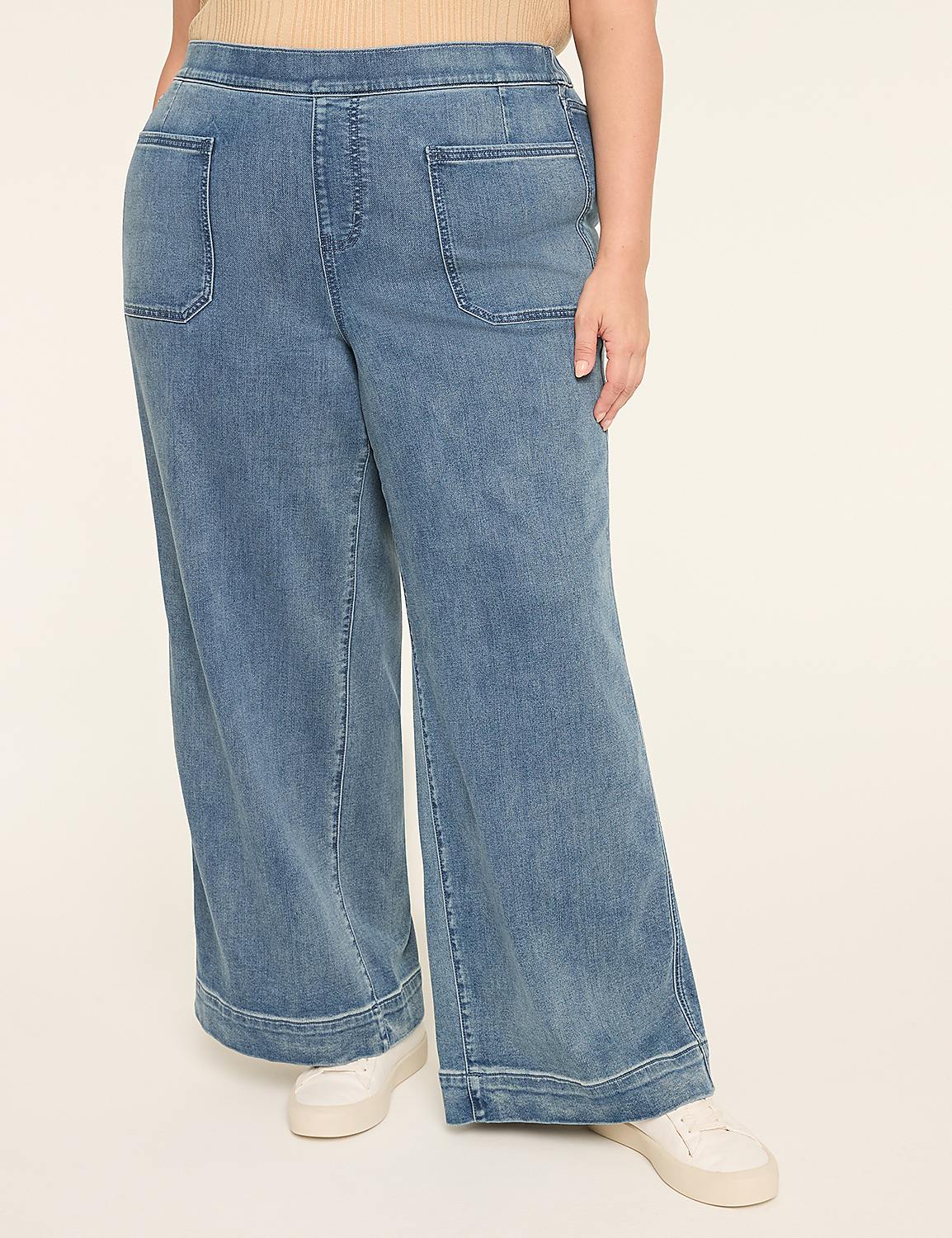 Cloud Knit Pull-On High-Rise Wide Leg Jean Product Image 1