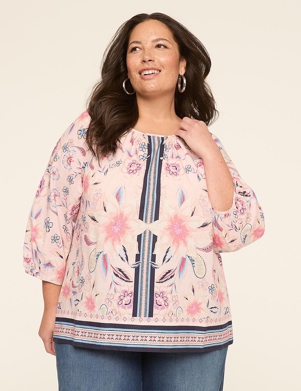 Swing 3/4 Sleeve Raglan Popover Blouse Product Image 1