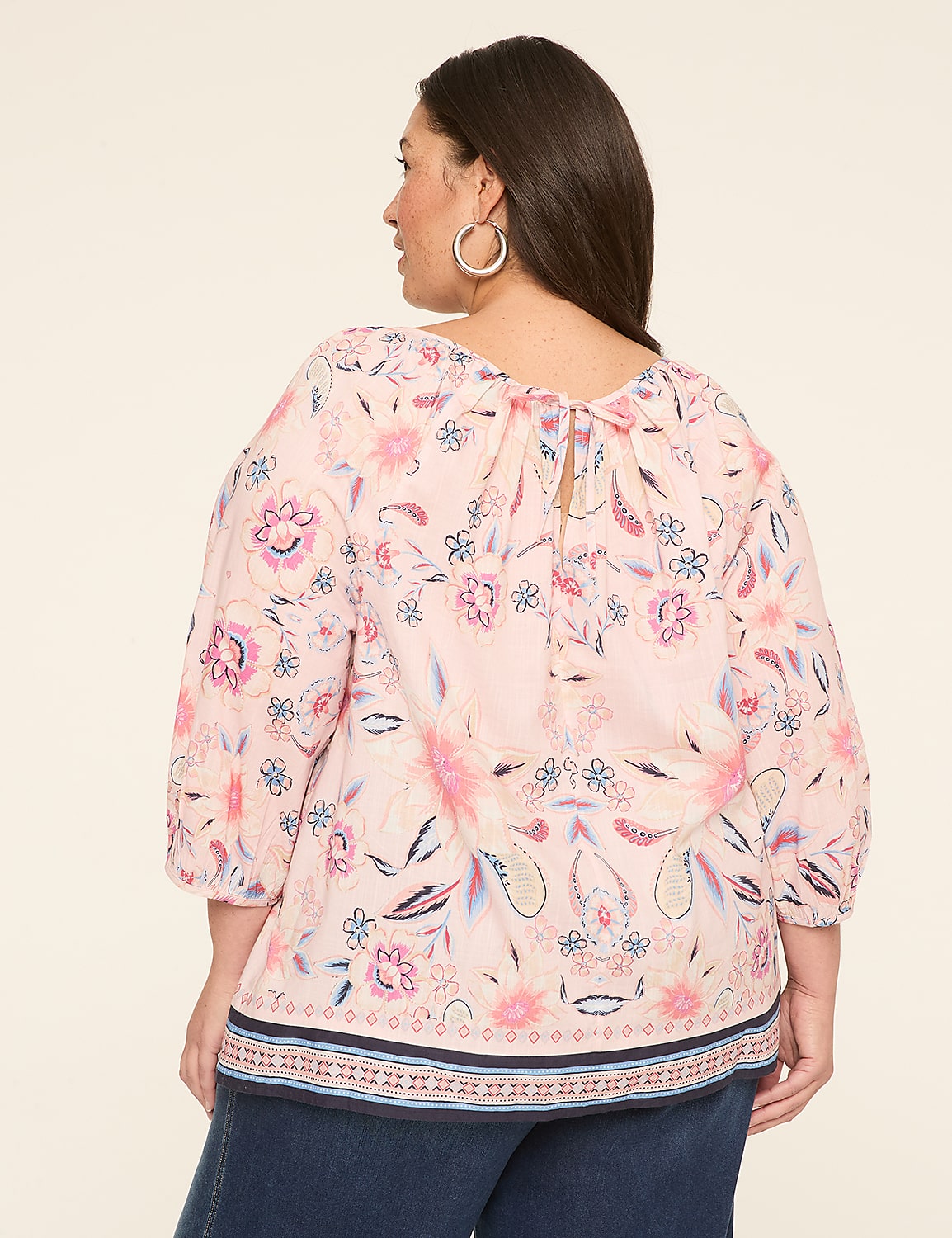 Swing 3/4 Sleeve Raglan Popover Blouse Product Image 2