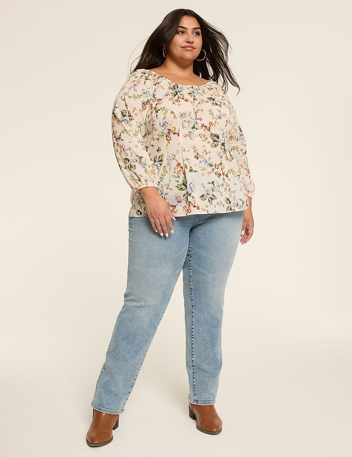 Bracelet Sleeve Scoop-Neck Blouse Product Image 3