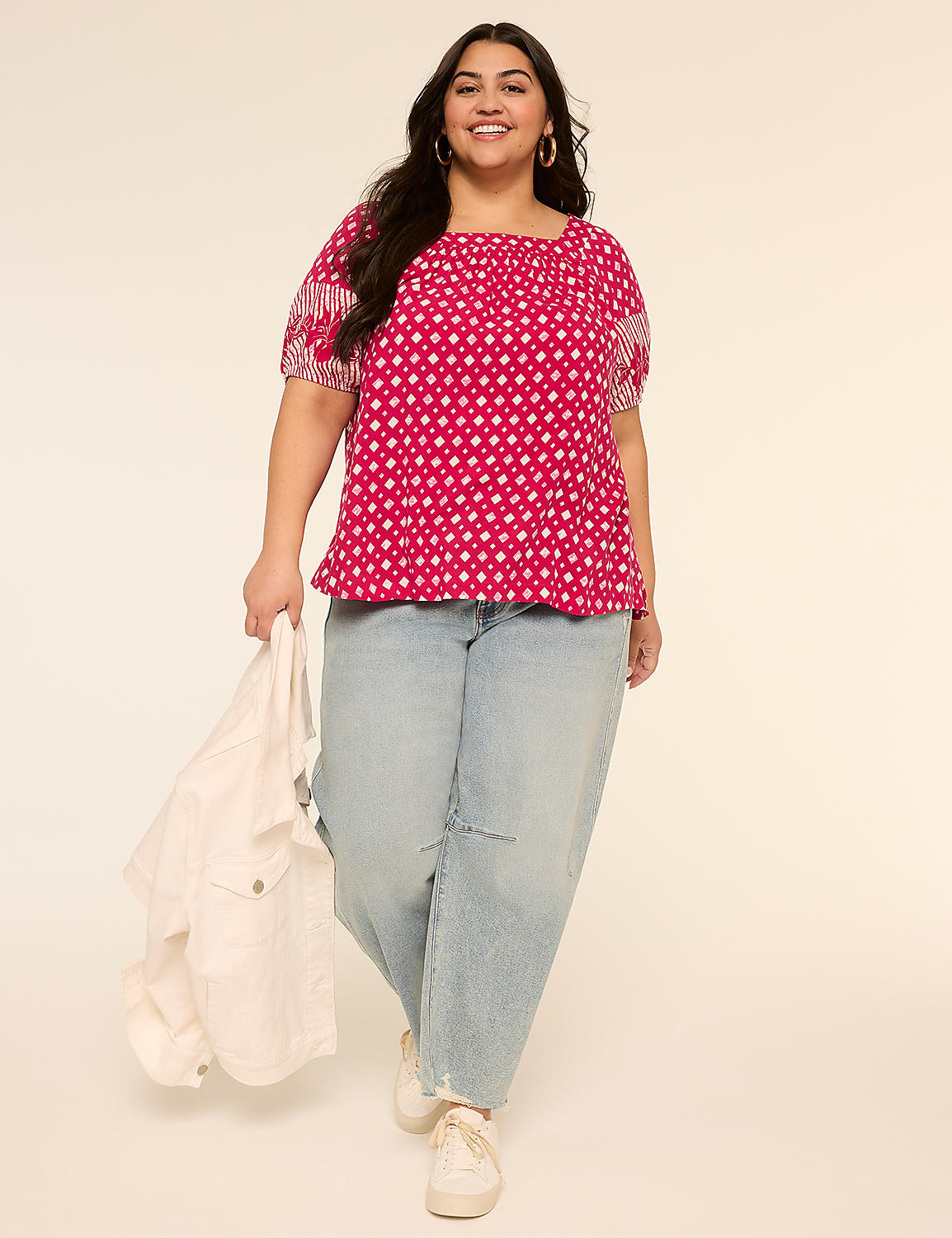 Short-Sleeve Square-Neck Blouse Product Image 3