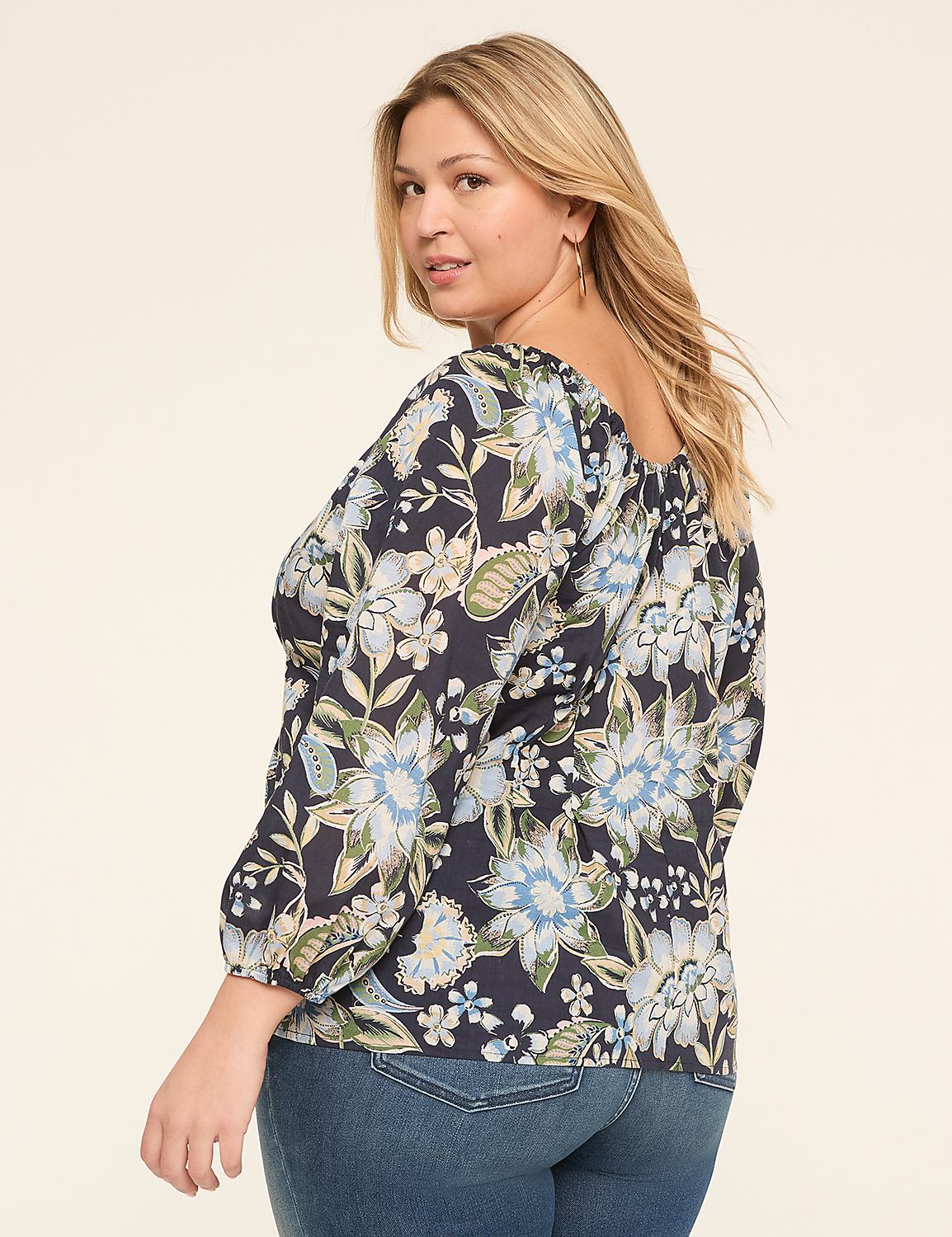 Bracelet Sleeve Scoop-Neck Blouse Product Image 2