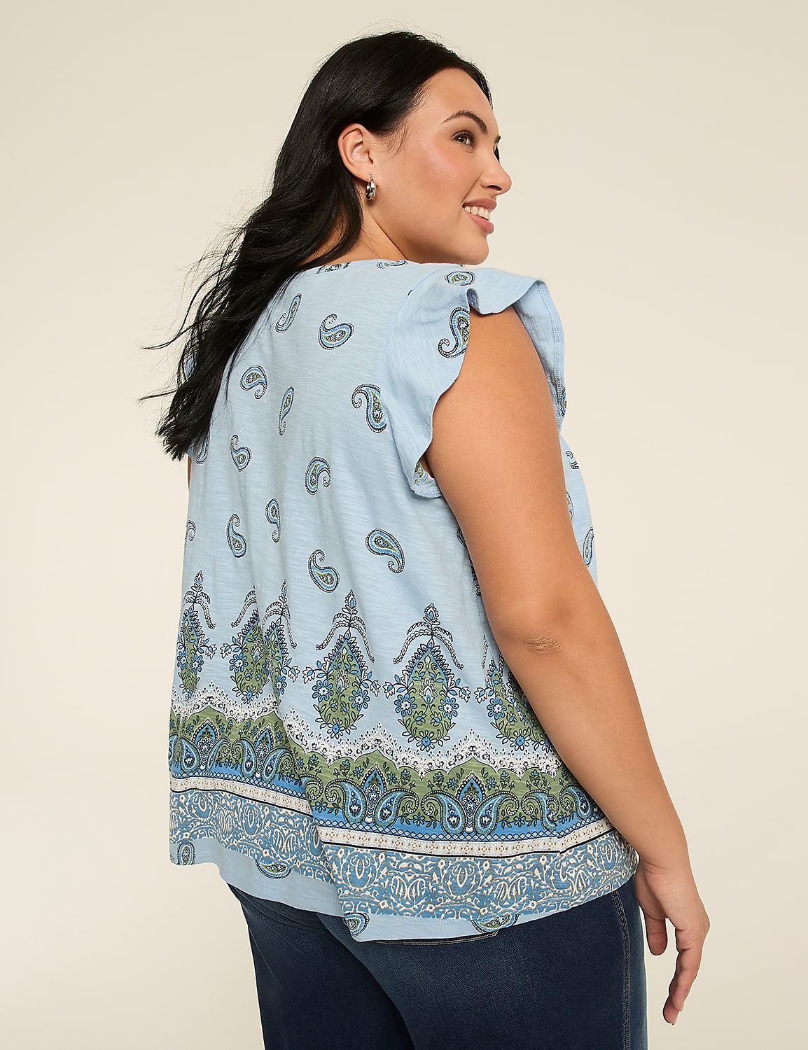 Flutter-Sleeve Tie-Neck Top Product Image 2