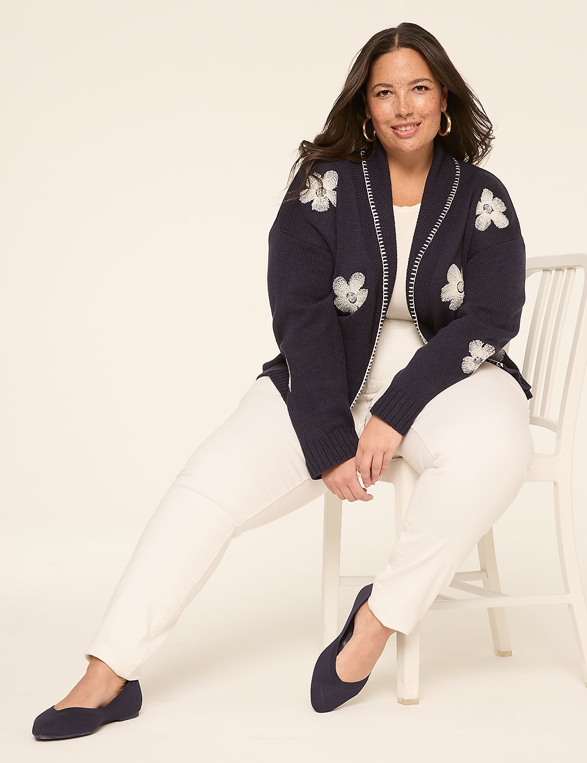 Open Front Embroidered Cardigan Product Image 3