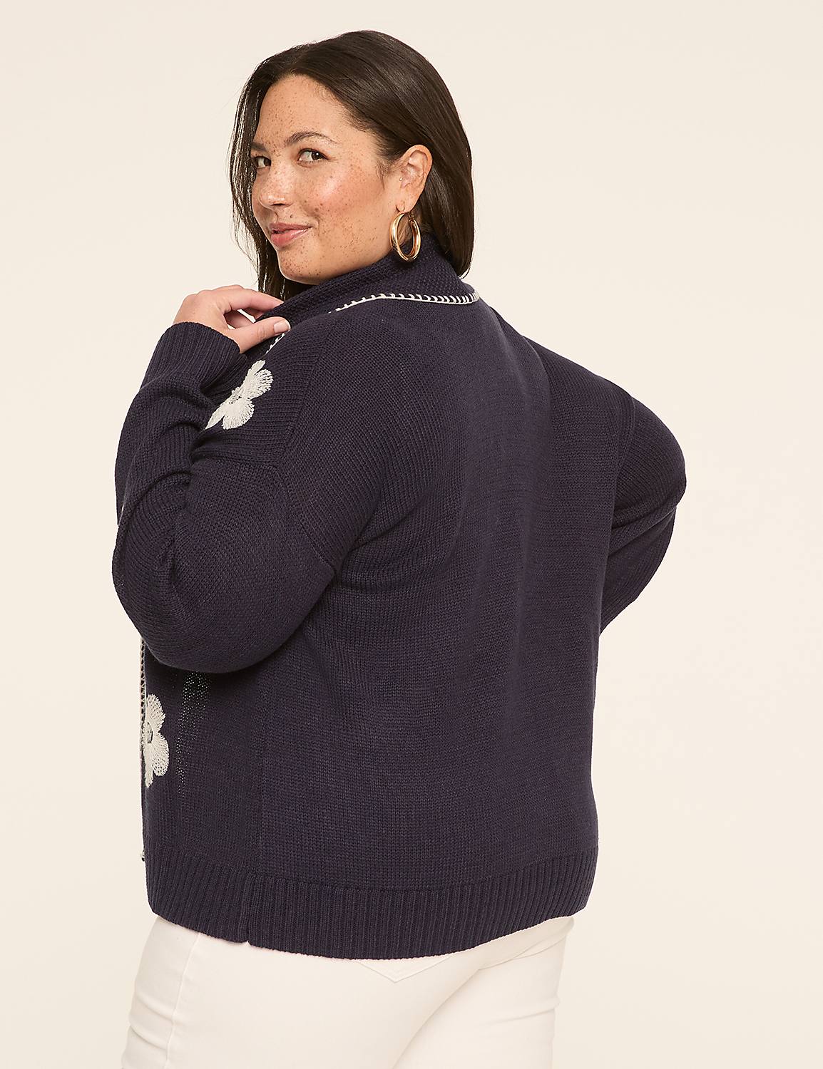 Open Front Embroidered Cardigan Product Image 2
