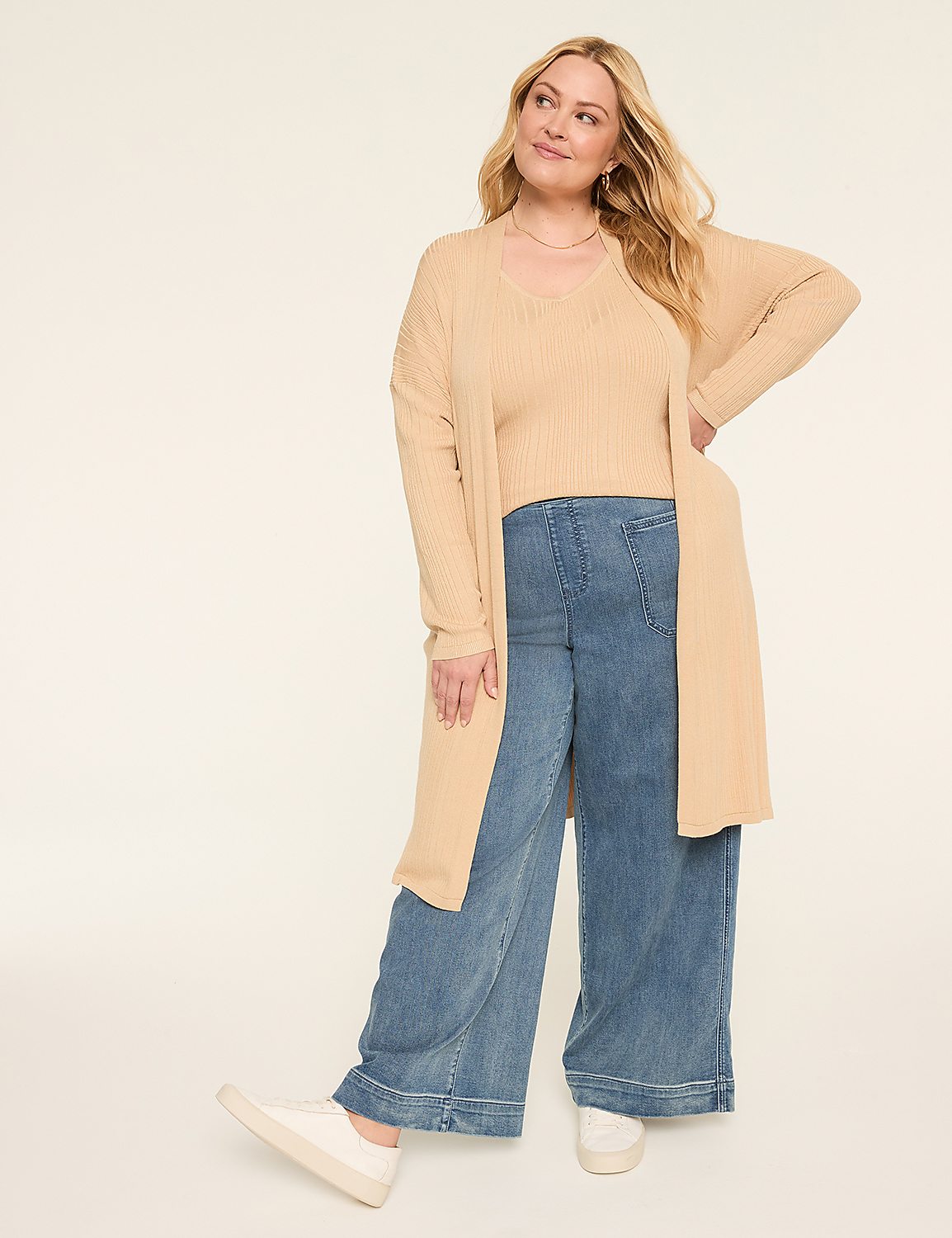 Open-Front Ribbed Duster Product Image 1