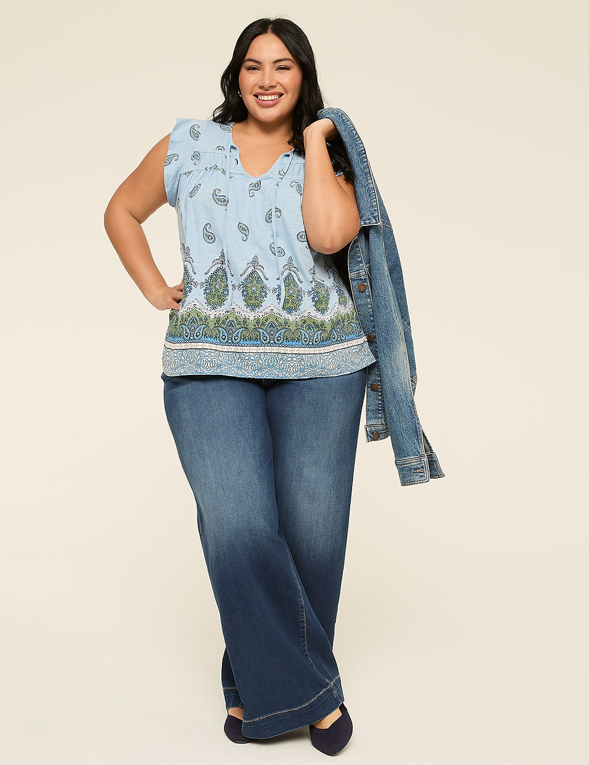 Flutter-Sleeve Tie-Neck Top Product Image 3