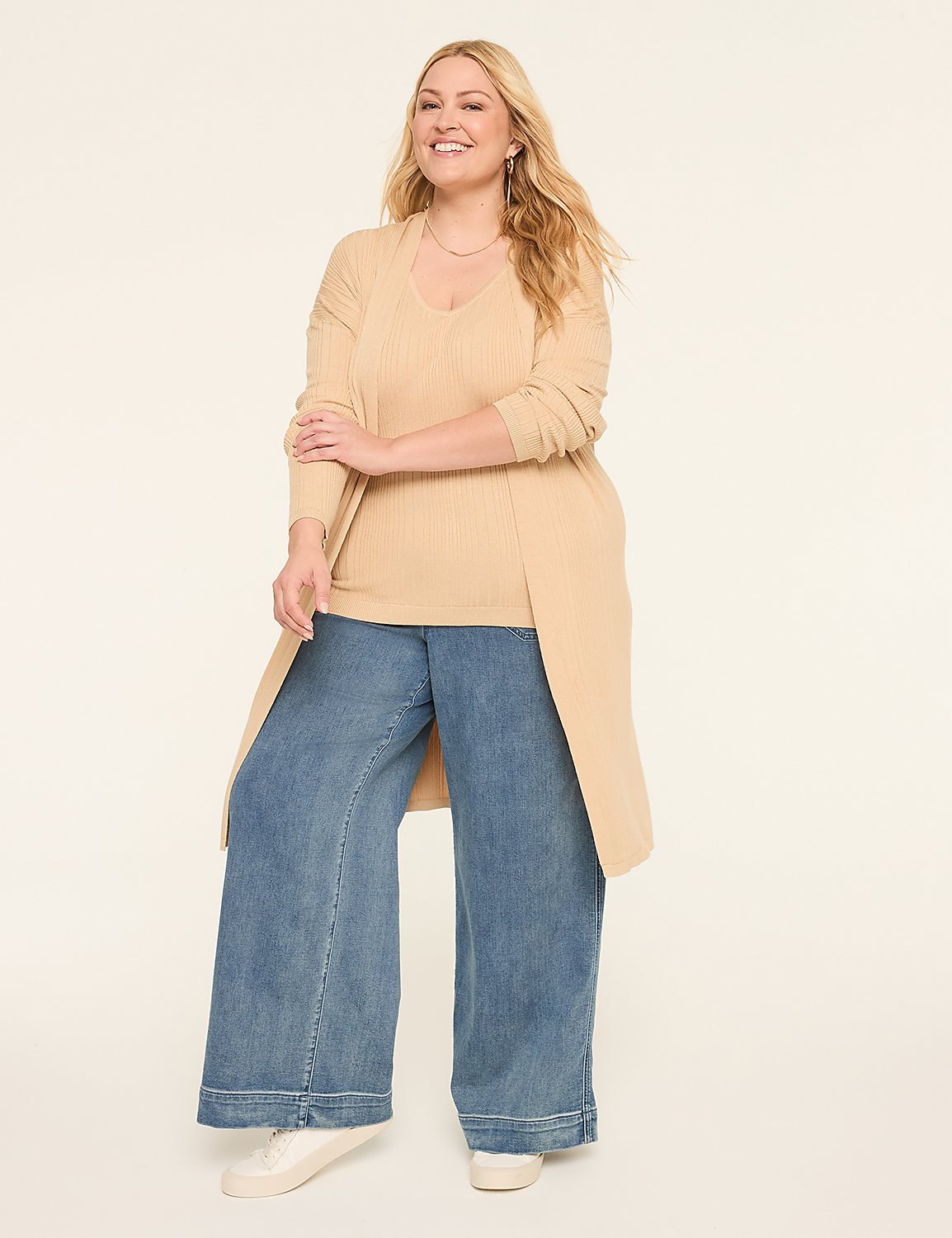 Open-Front Ribbed Duster Product Image 3