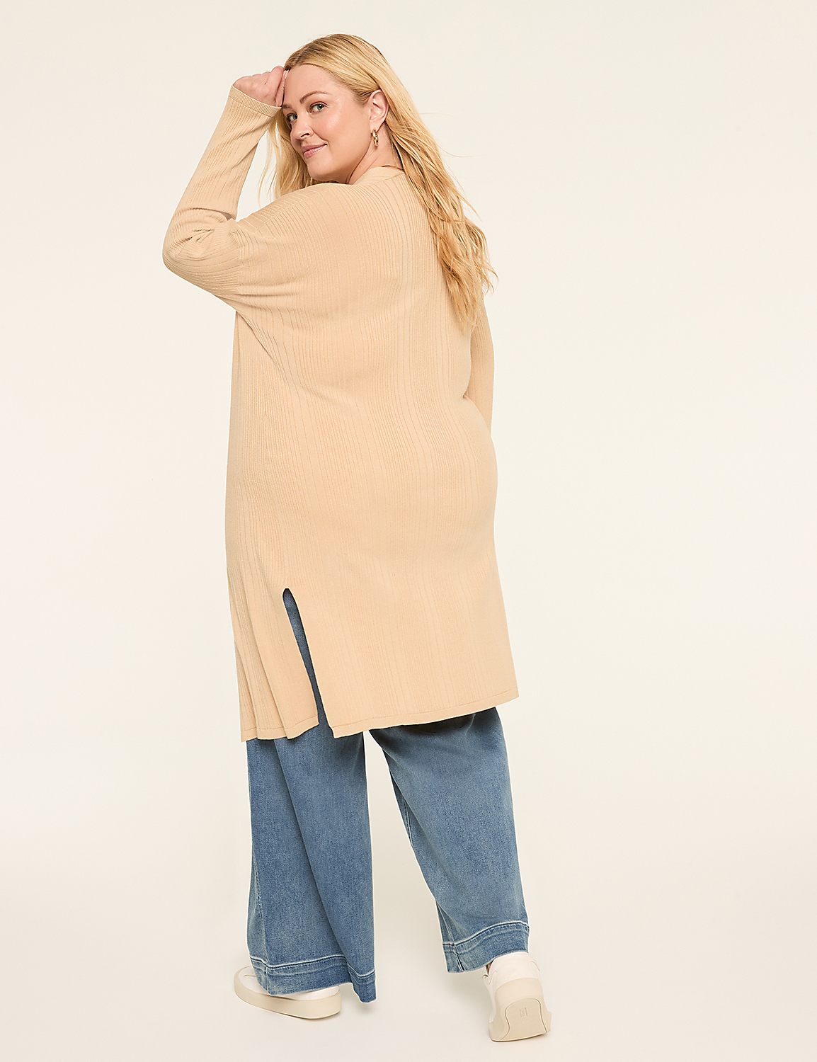 Open-Front Ribbed Duster Product Image 2