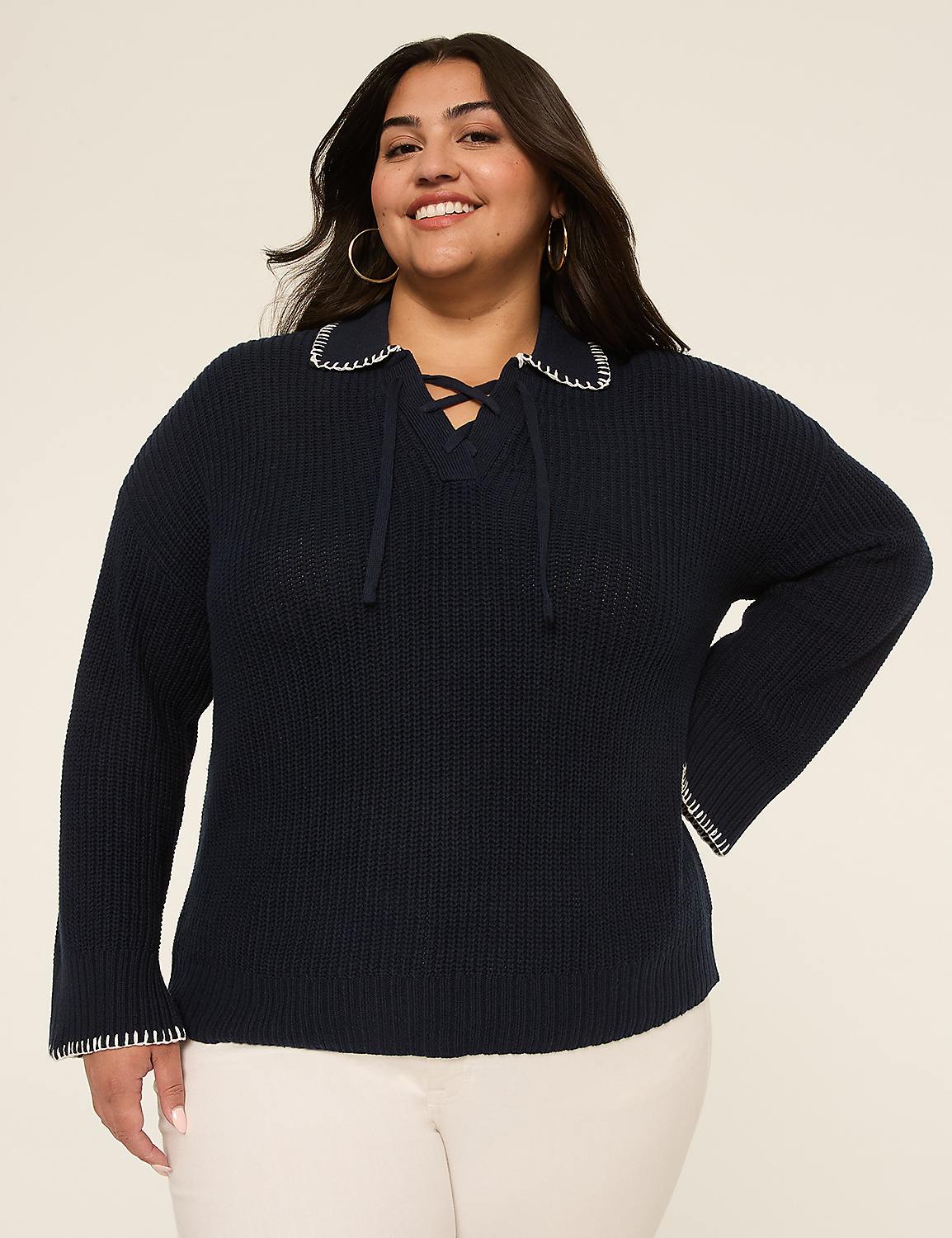 Bracelet Sleeve Tie Polo Sweater Product Image 1