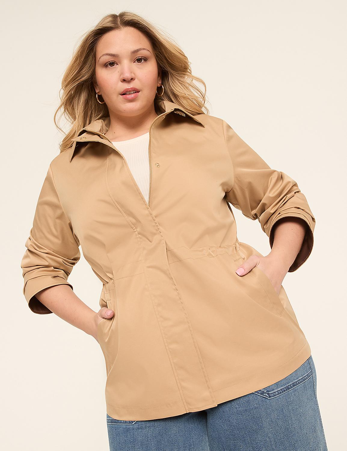 Relaxed Fit Removable Rhinestone Collar Jacket Product Image 4