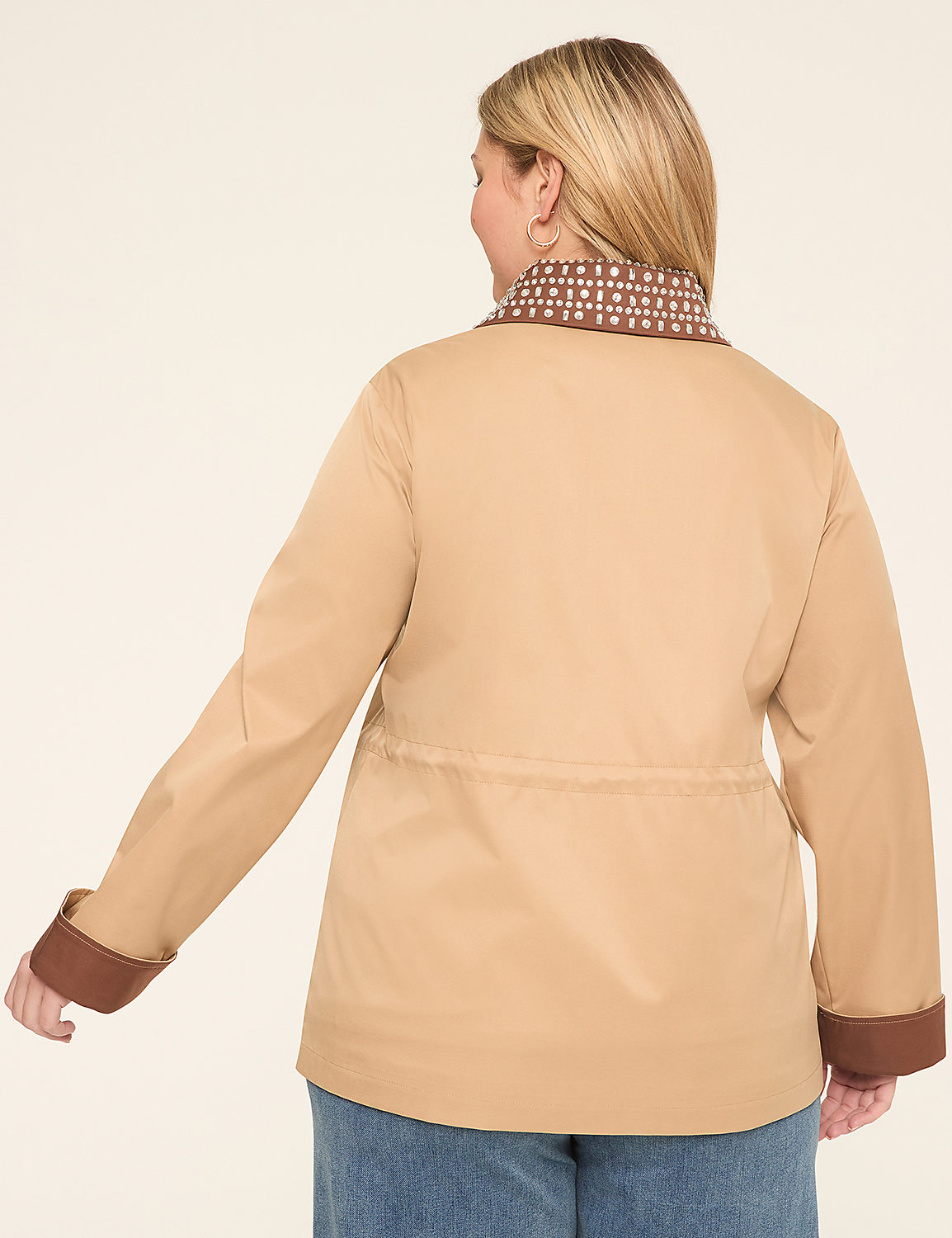 Relaxed Fit Removable Rhinestone Collar Jacket Product Image 2