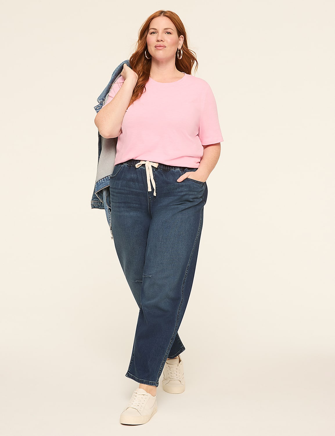 Cloud Knit Pull-On Barrel Jean Product Image 3