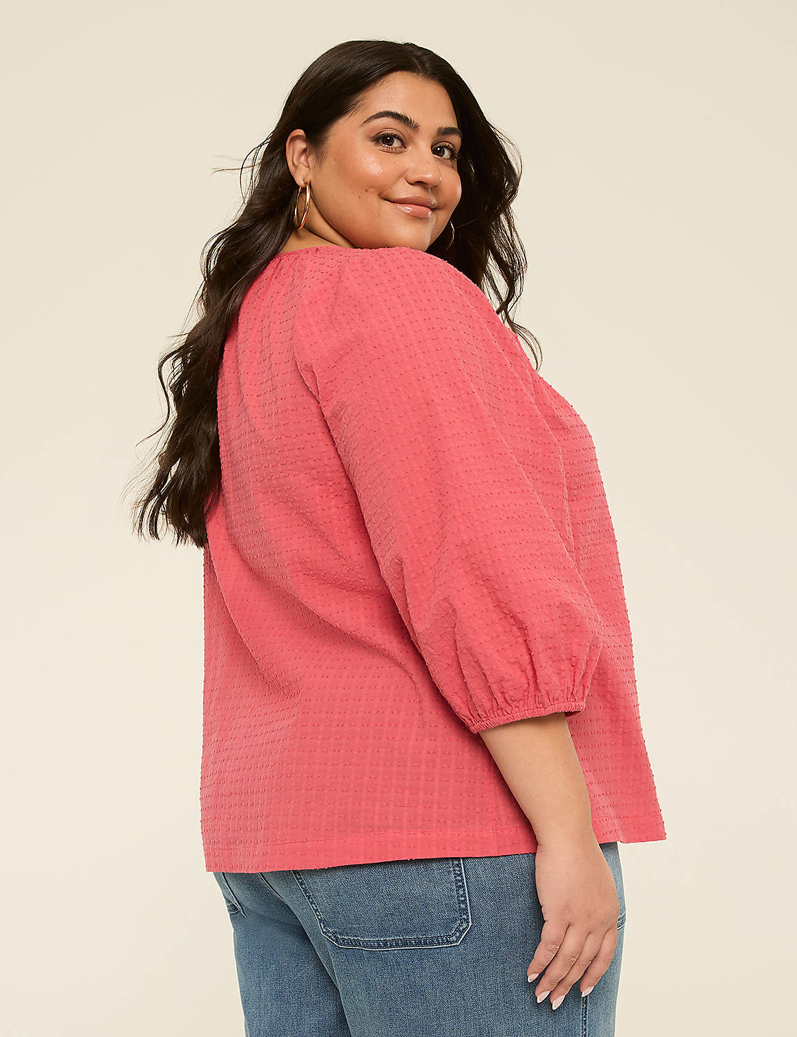 Elbow Sleeve Scoop-Neck Blouse Product Image 2