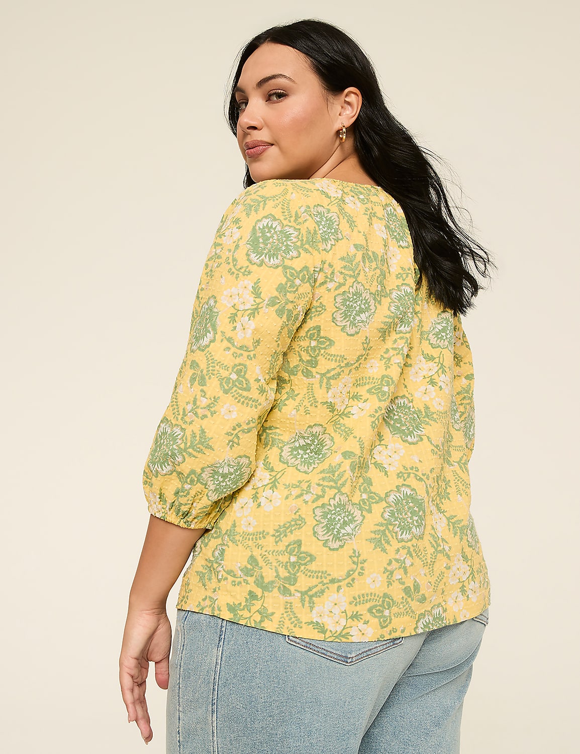 Elbow Sleeve Scoop-Neck Blouse Product Image 2