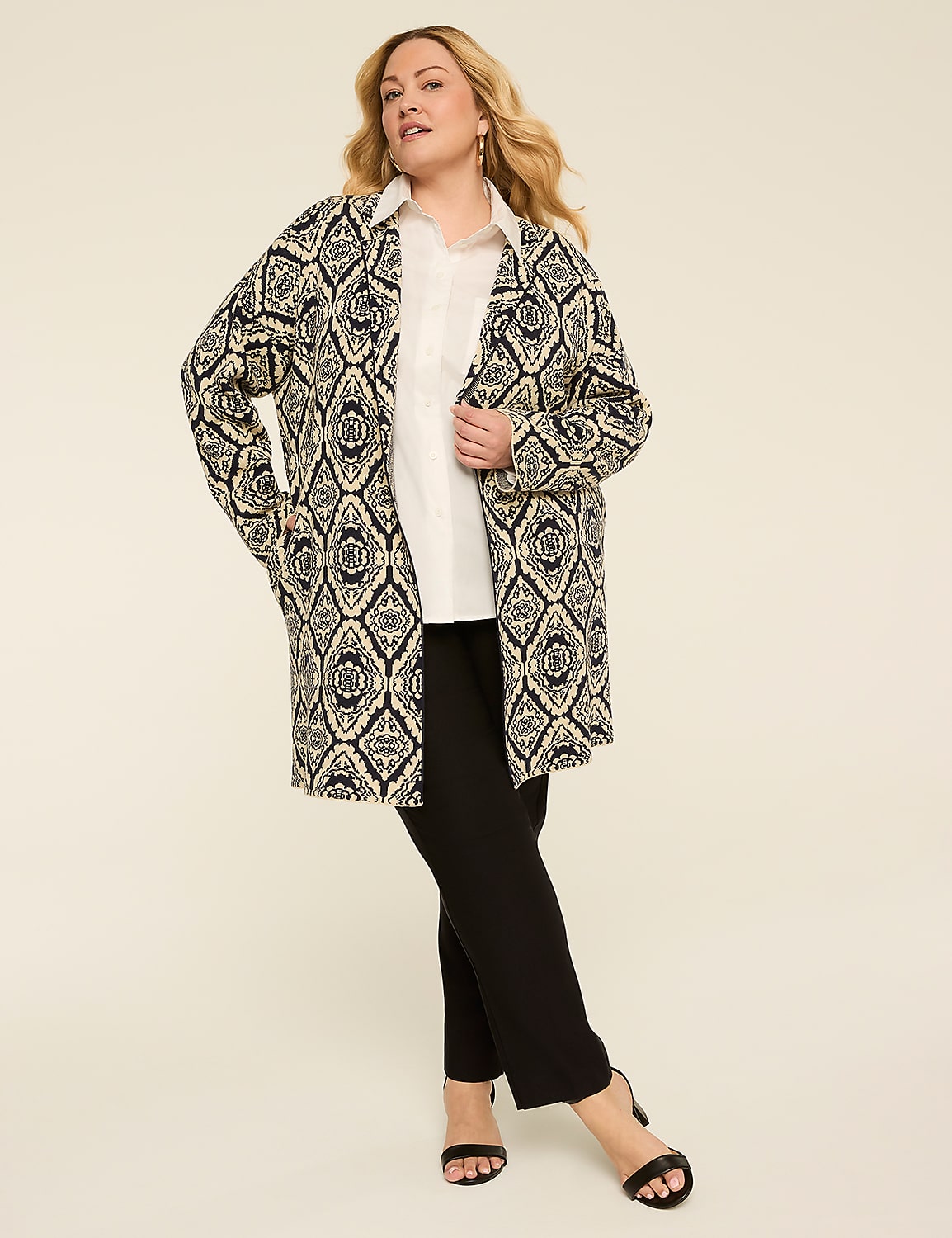 Long-Sleeve Notch Collar Coatigan Product Image 1