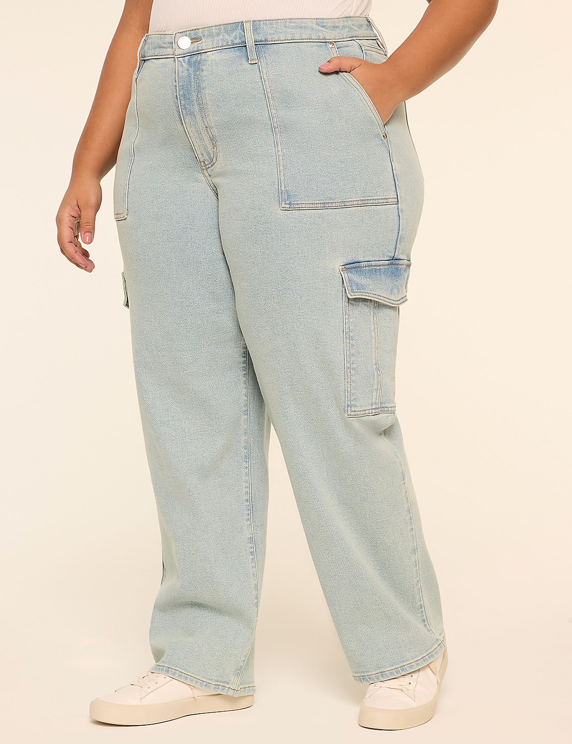 Mid-Rise Relaxed Straight Cargo Jean Product Image 1