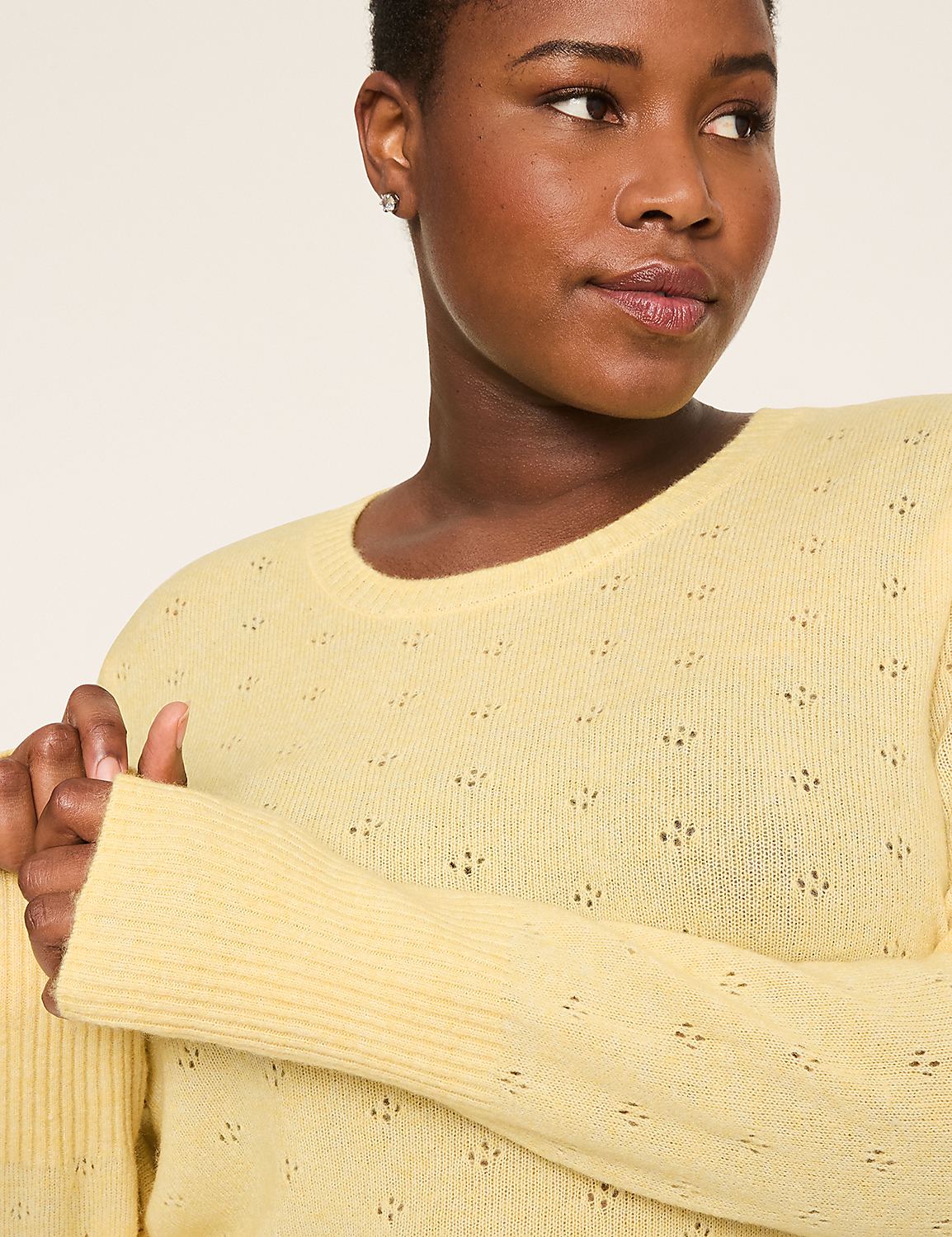 Pointelle Pullover Sweater Product Image 4