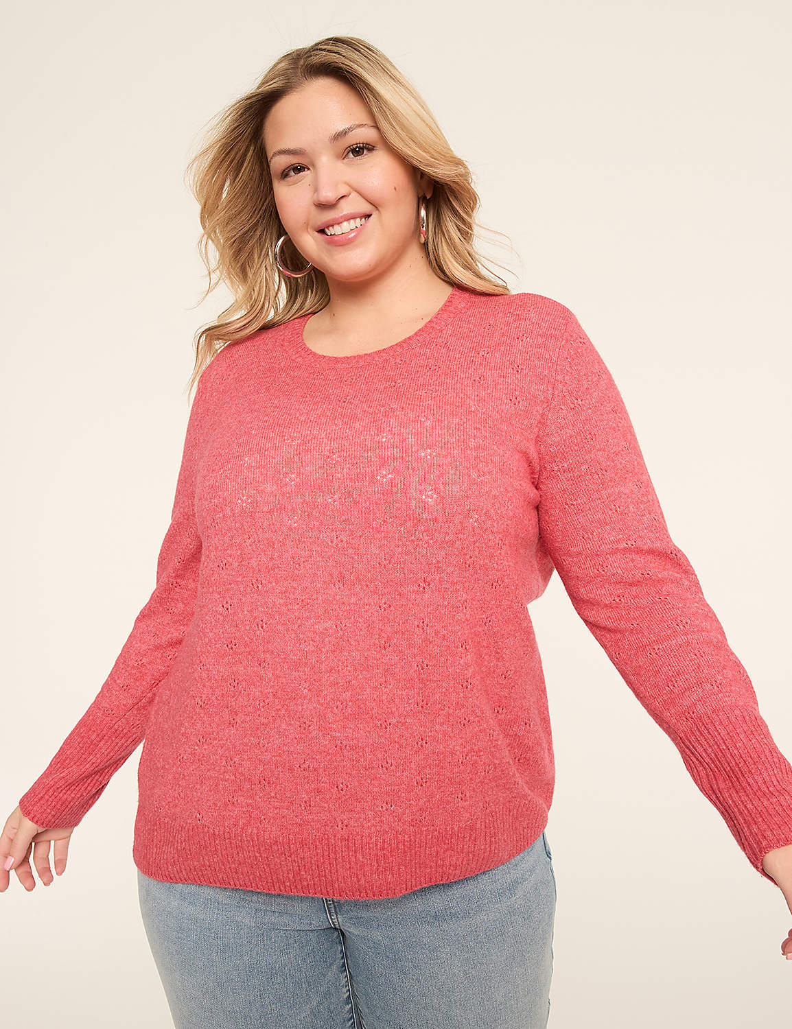 Pointelle Pullover Sweater Product Image 1