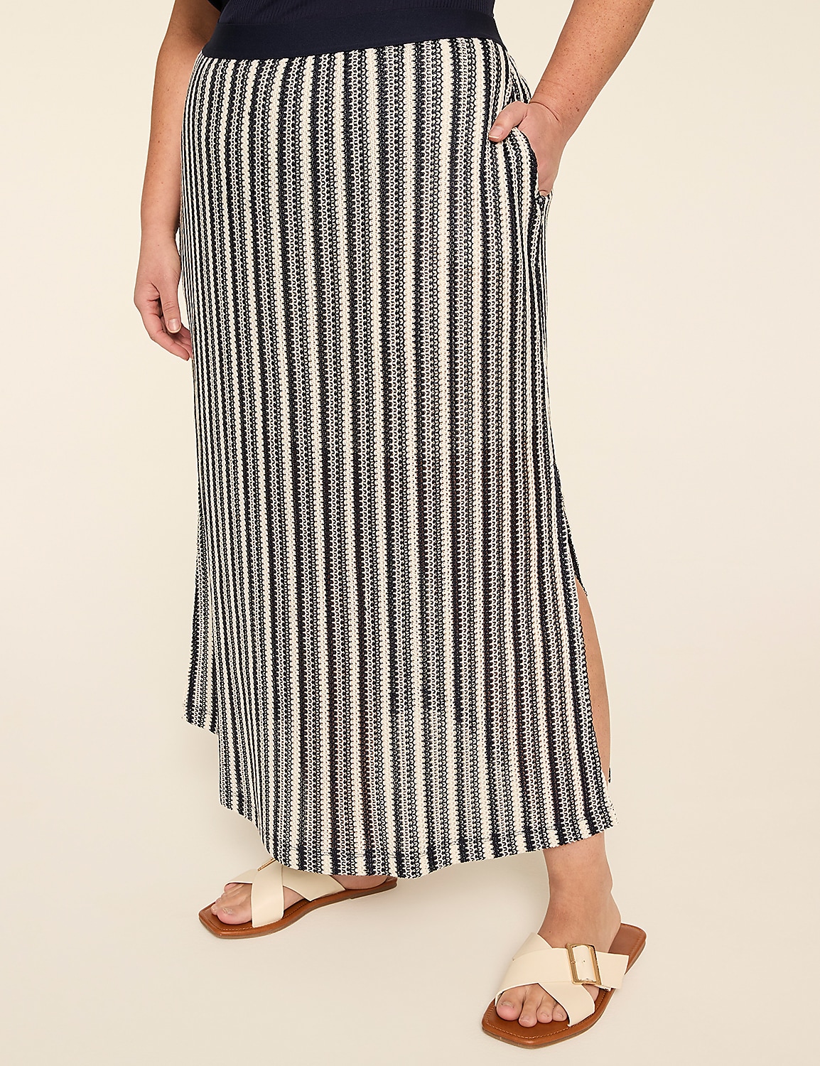 Side-Slit Crochet Maxi Skirt Product Image 1