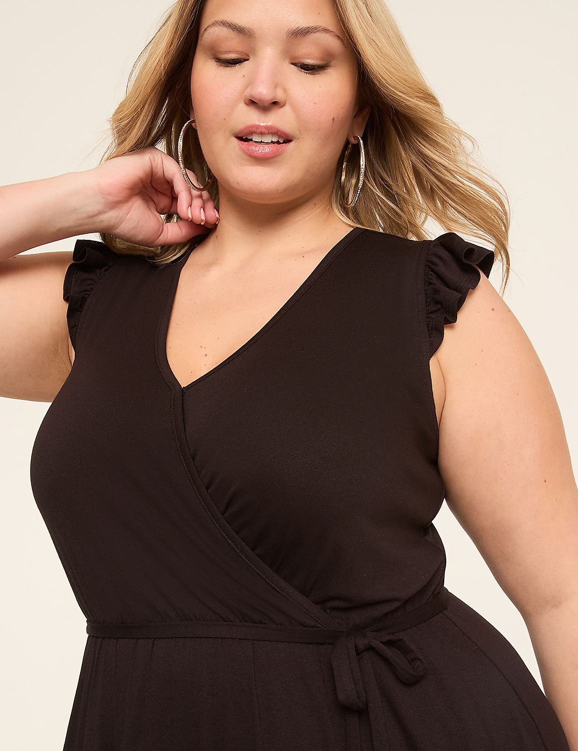 Surplice-Neck Flutter-Sleeve Midi Dress Product Image 3