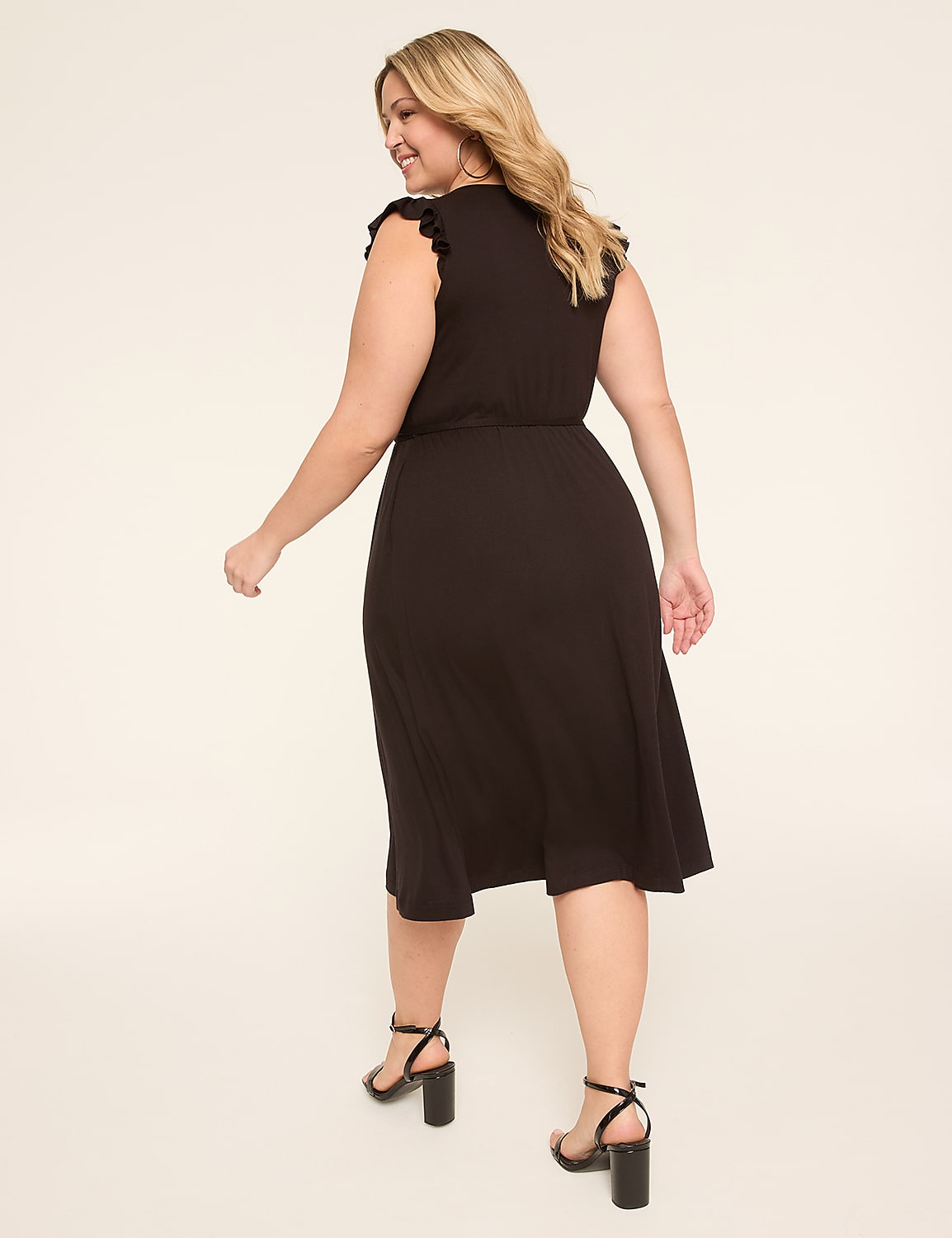 Surplice-Neck Flutter-Sleeve Midi Dress Product Image 2